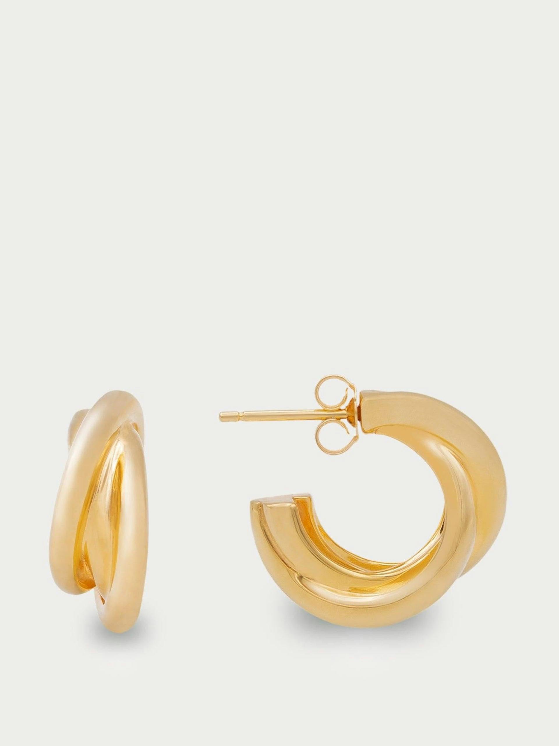 Triple twist gold hoop earrings