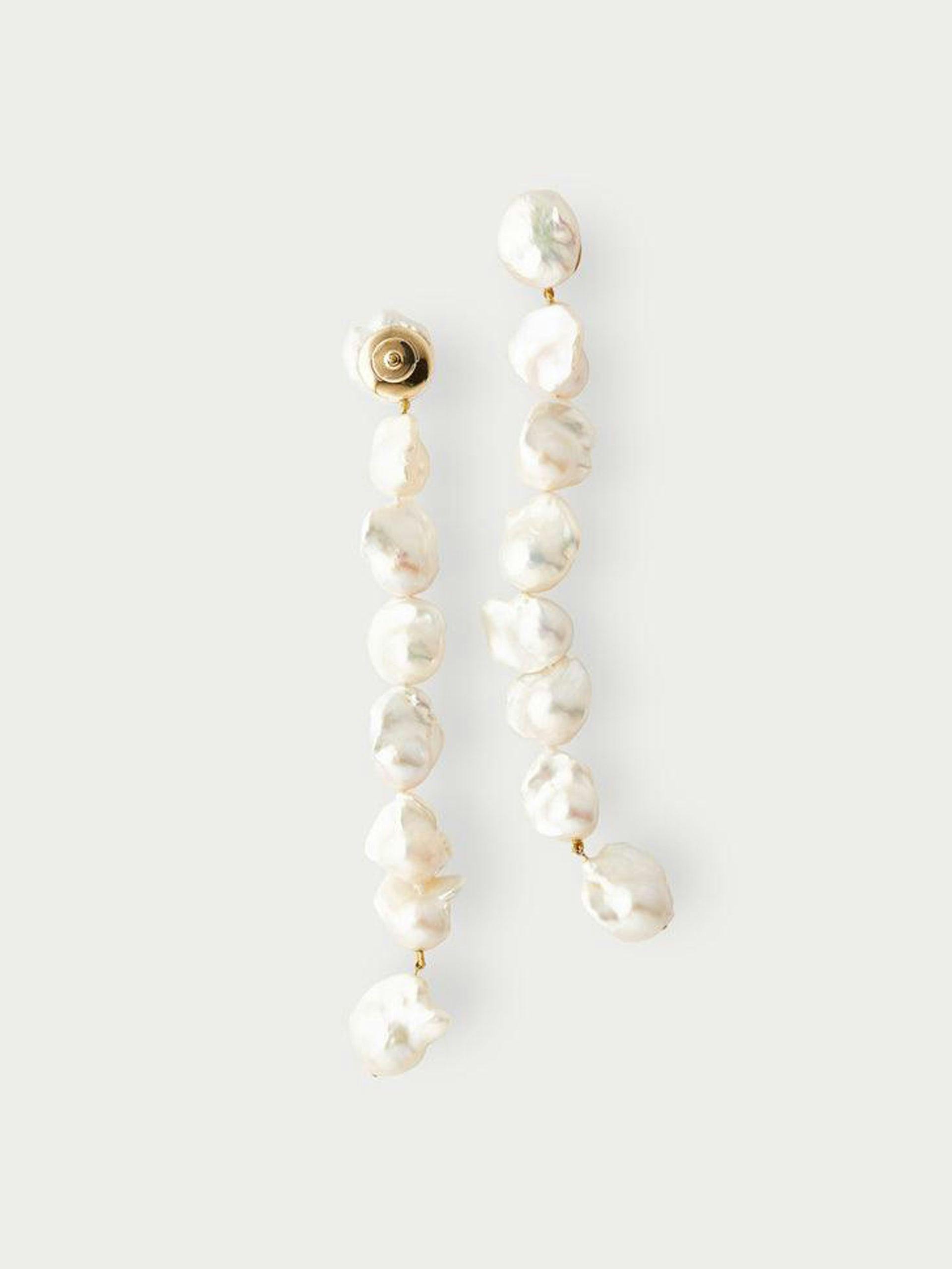 Baroque lariat pearl earrings