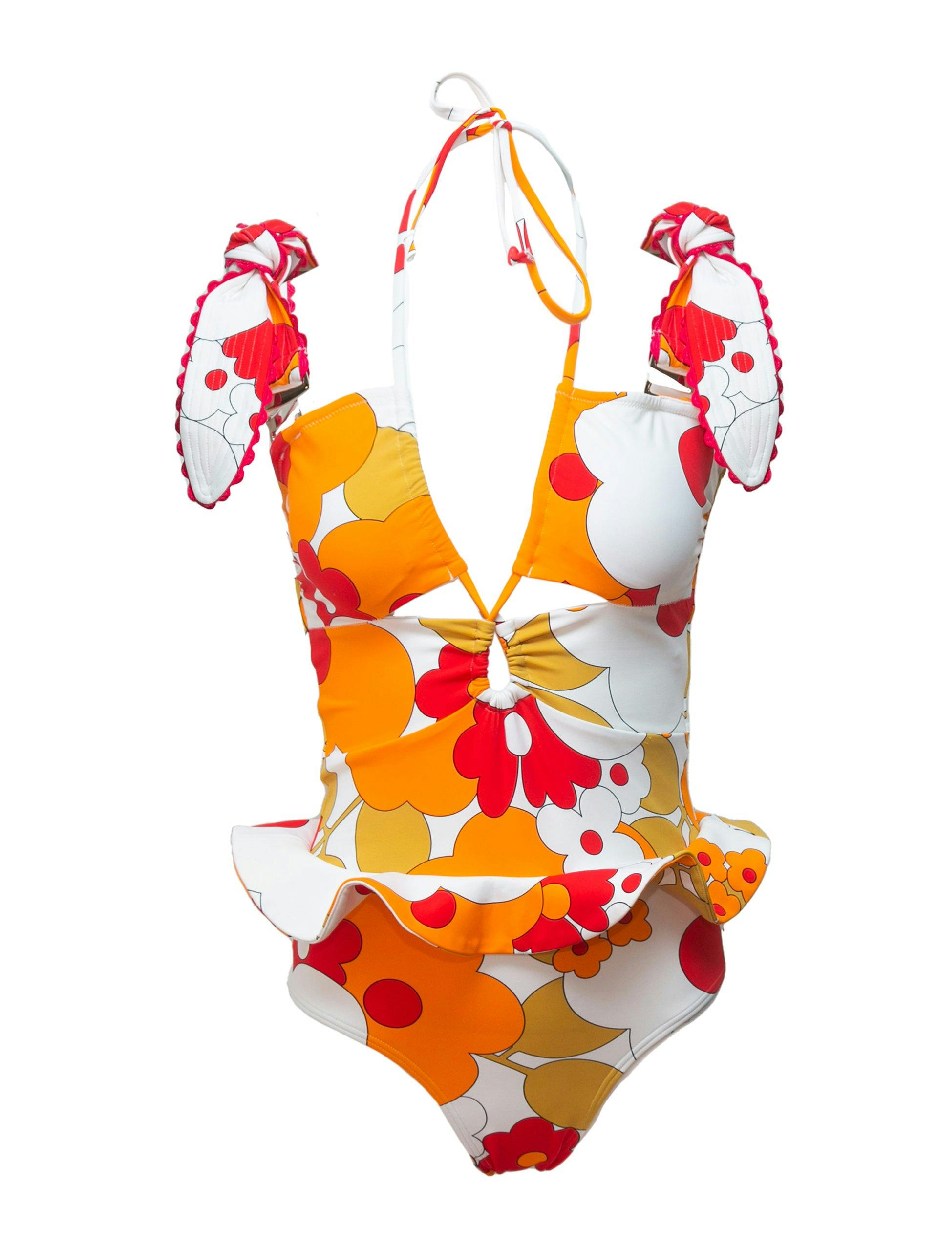 Floral print cut-out swimsuit