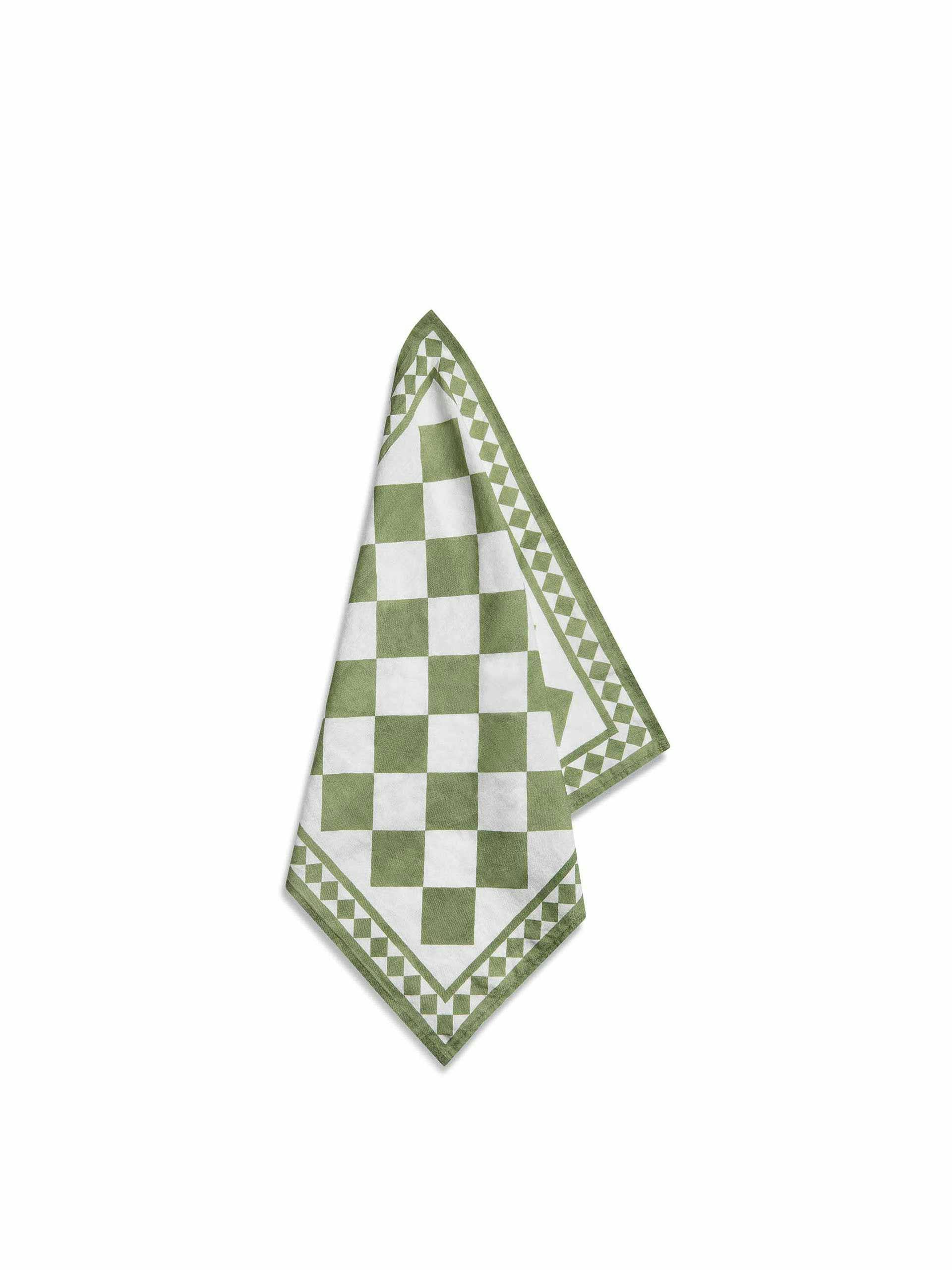 Green check linen napkin