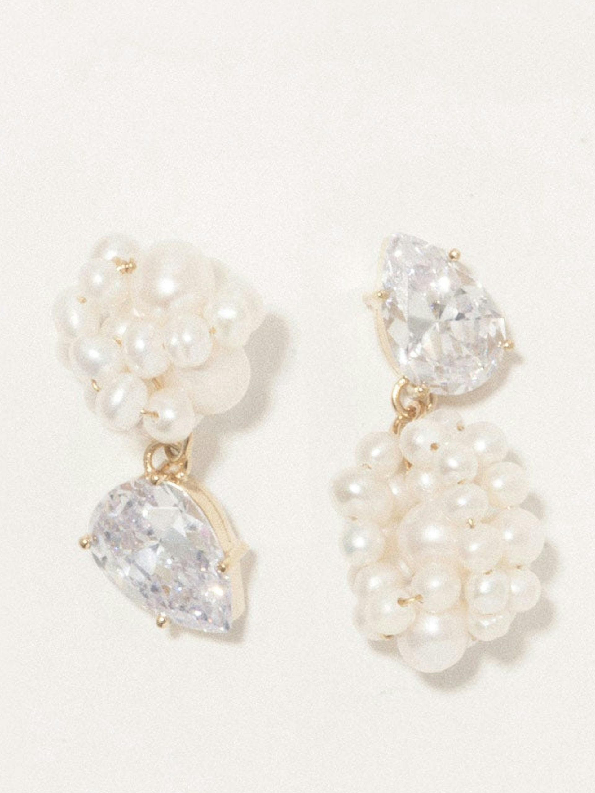 "Dark Paradise" pearl and zirconia gold vermeil earrings