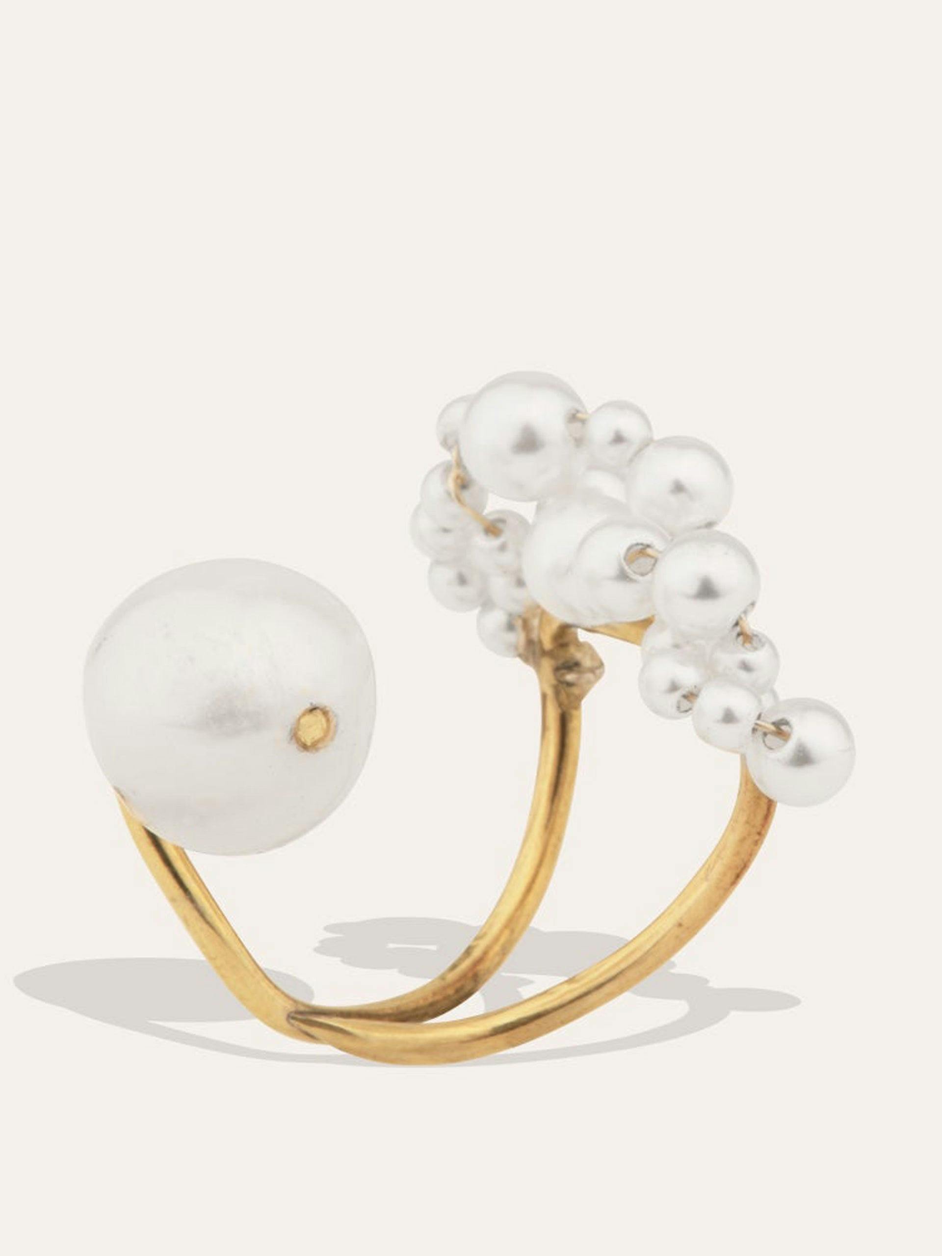 "Speaking to the Penguins" pearl and gold vermeil ring