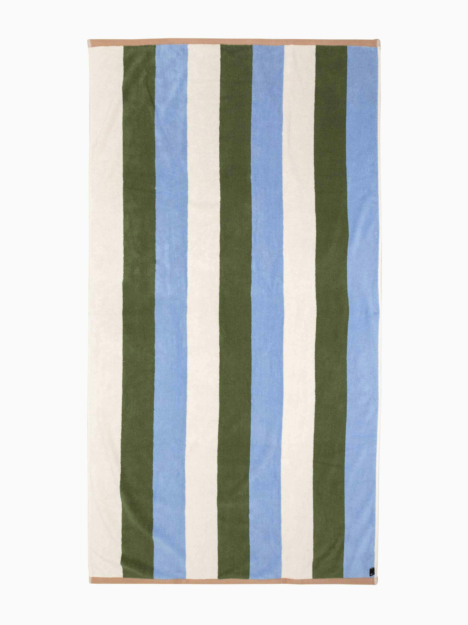 Green, white and blue towel