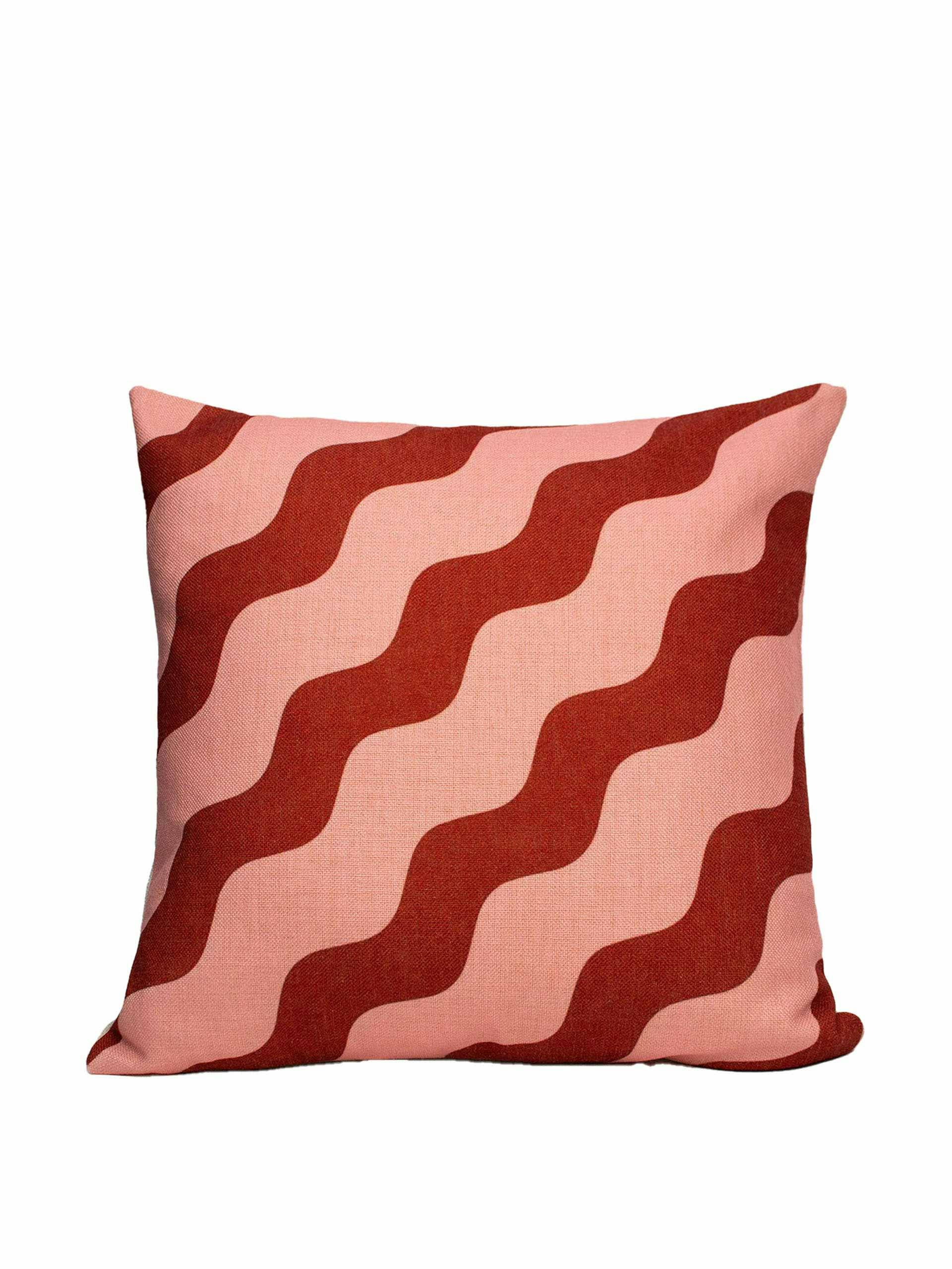 Pink & red linen cushion