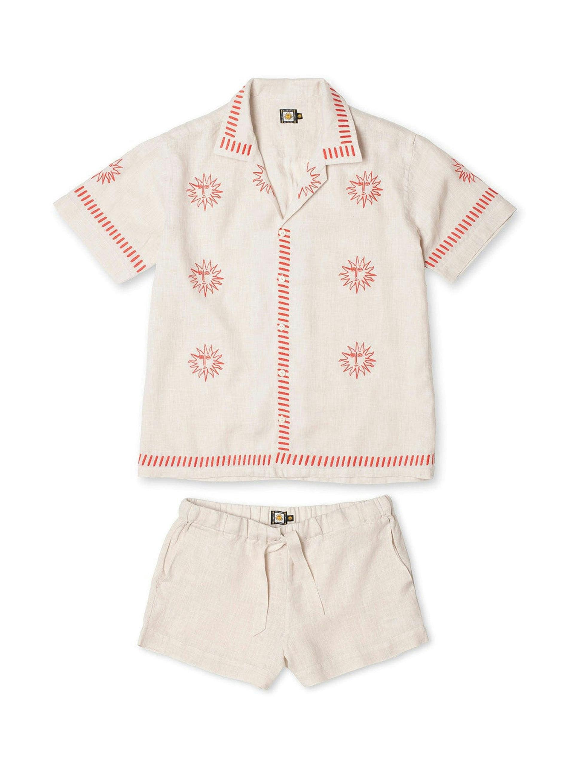 Oat cuban embroidery linen pyjama set