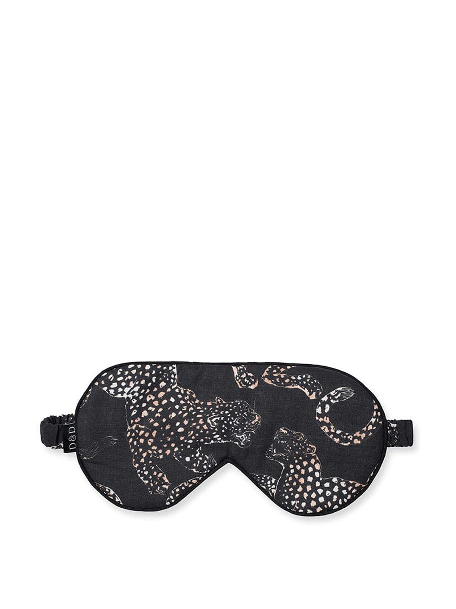 Cotton luxe eye mask in navy Jaguar print