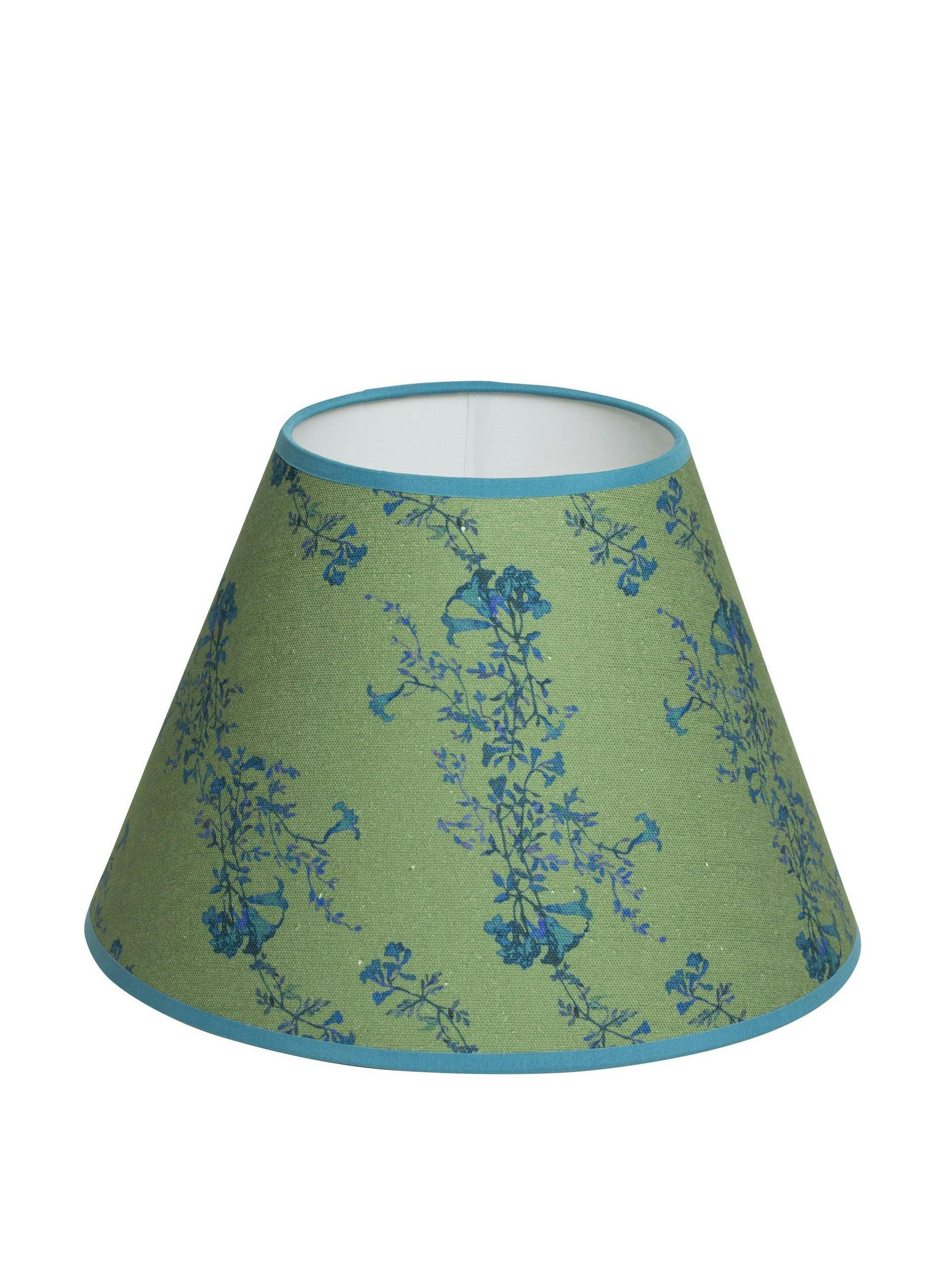 Green floral print linen lampshade