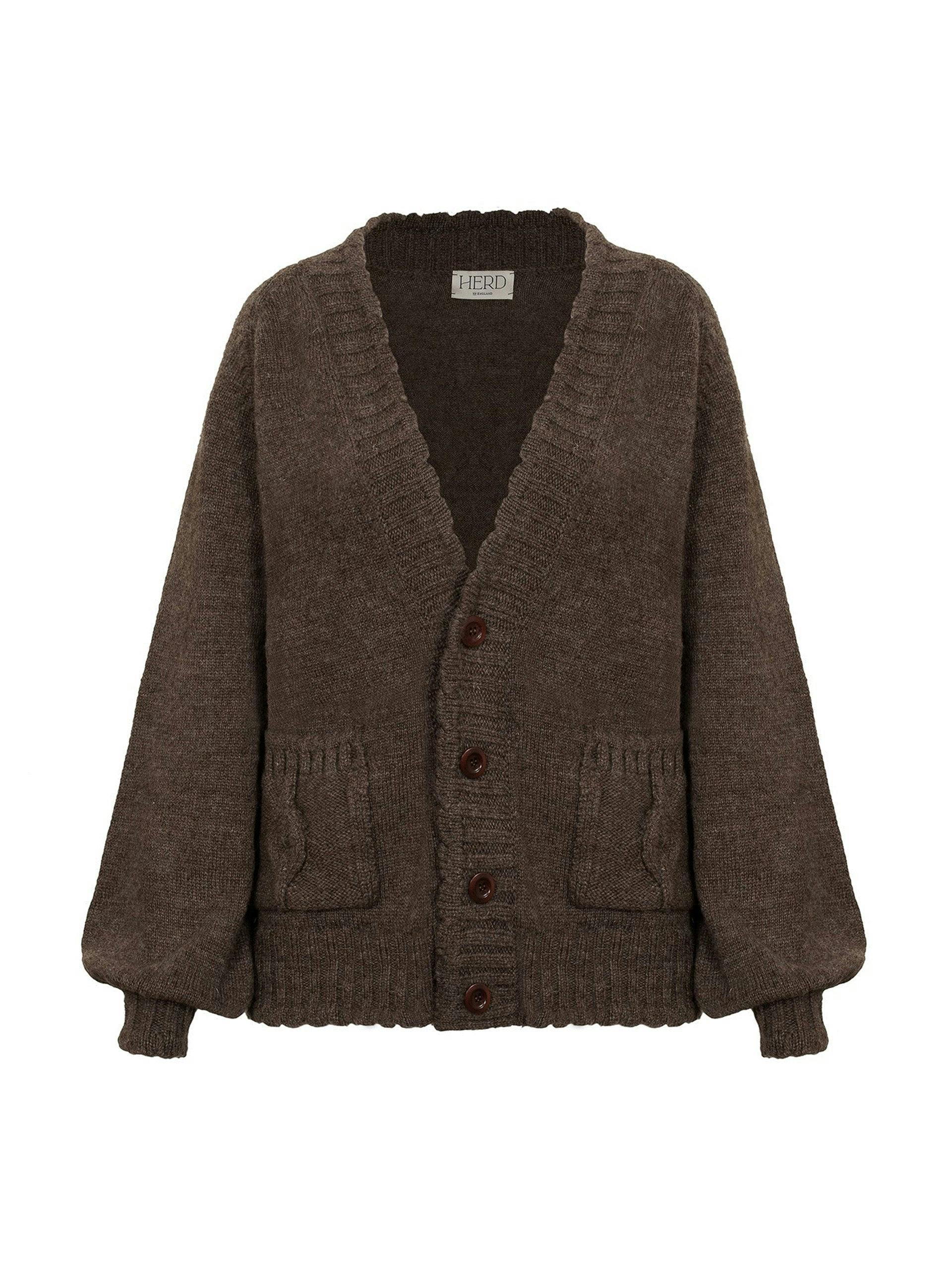 Brown knitted Wyre cardigan