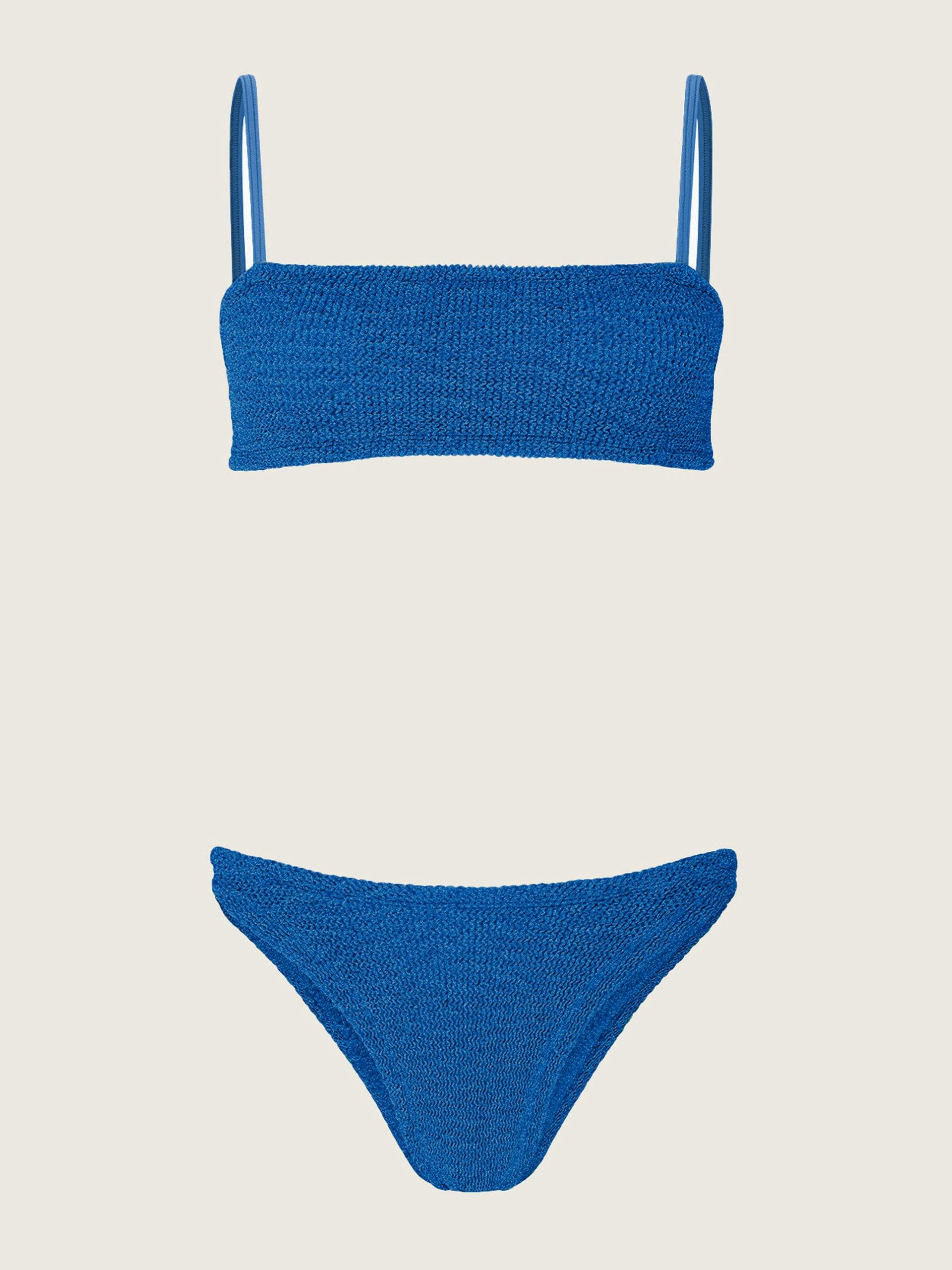 Metallic denim blue strappy Gigi bandeau bikini