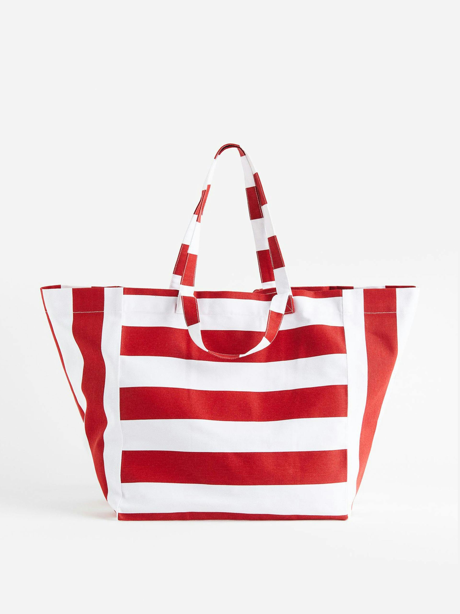 Striped canvas beach bag