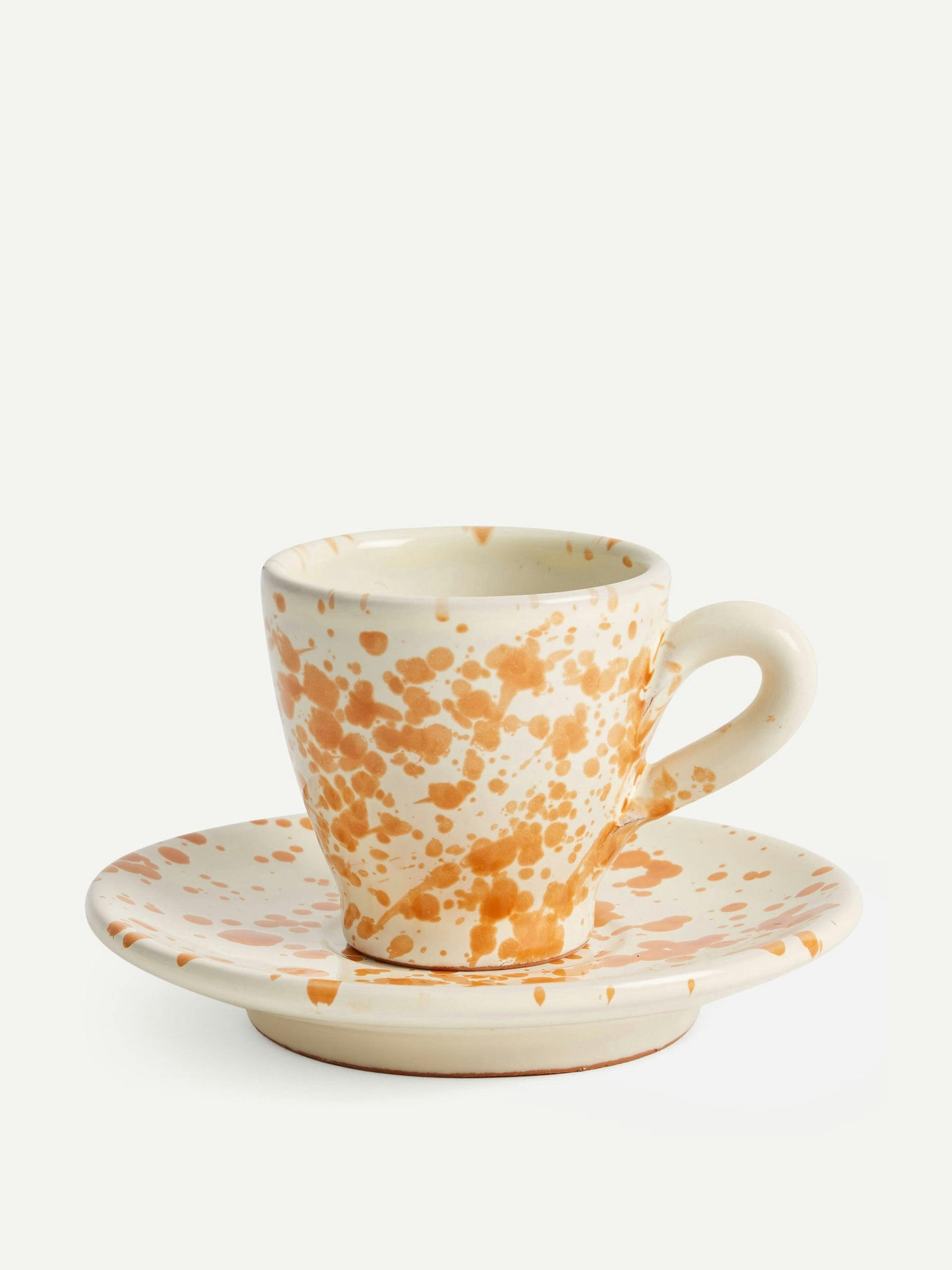 Espresso mug and saucer in burnt orange