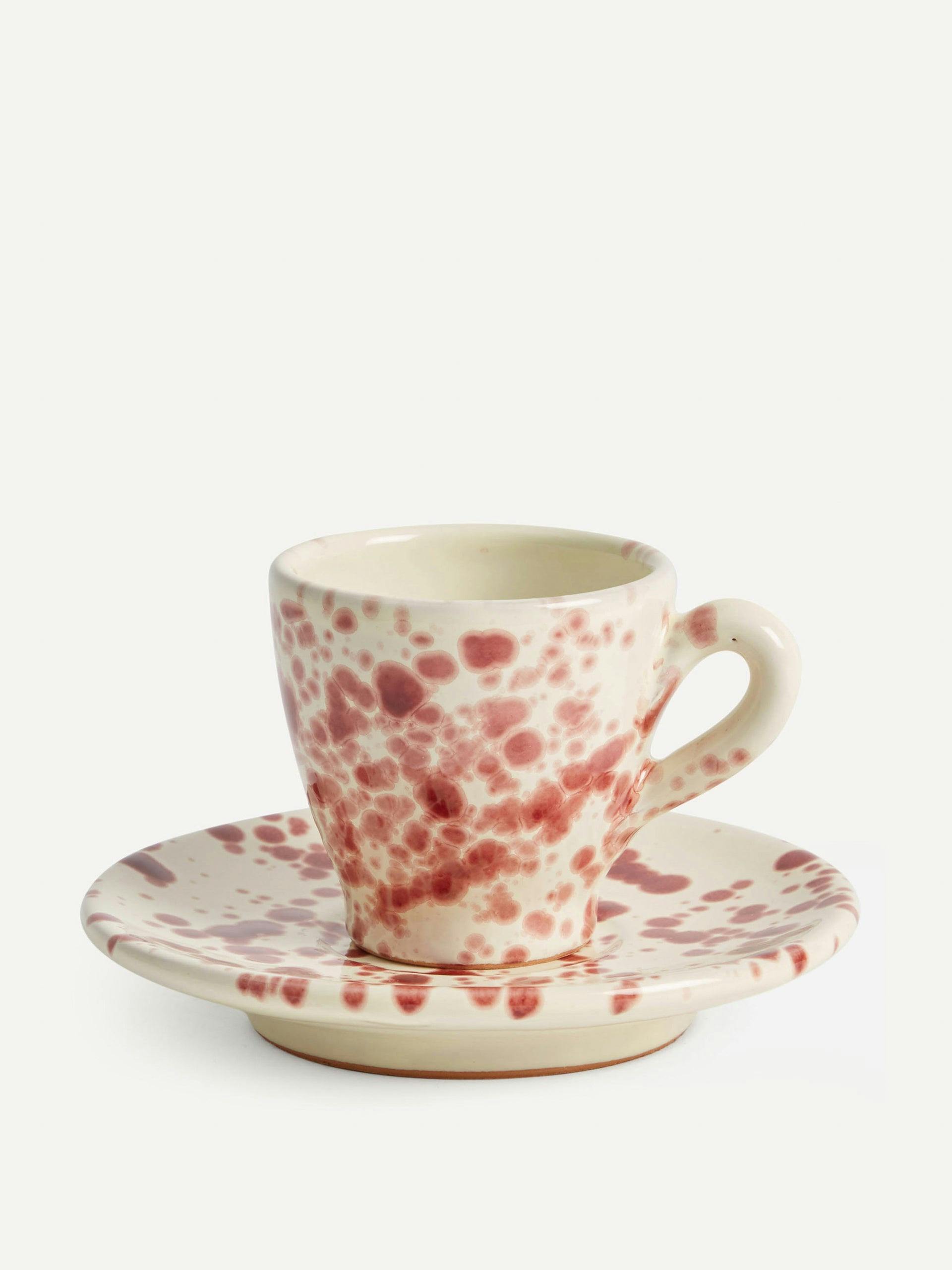 Espresso cup and saucer in cranberry