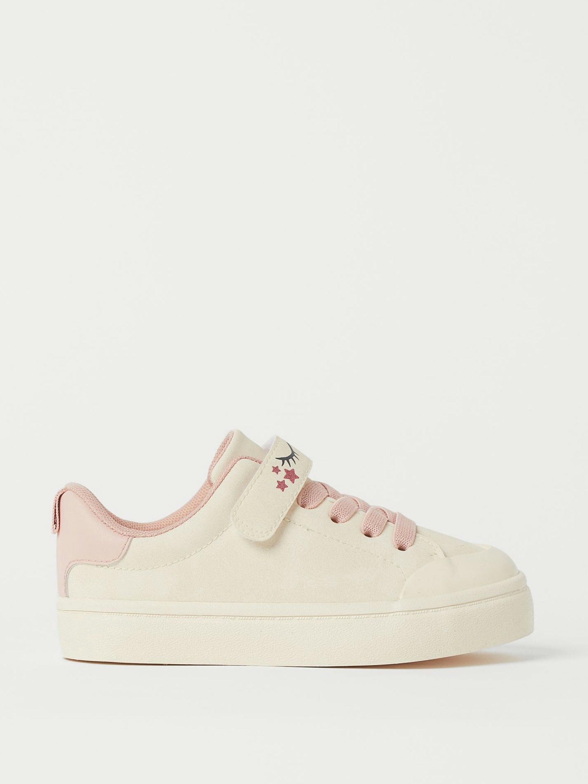 Beige and pink trainers with eyelashes