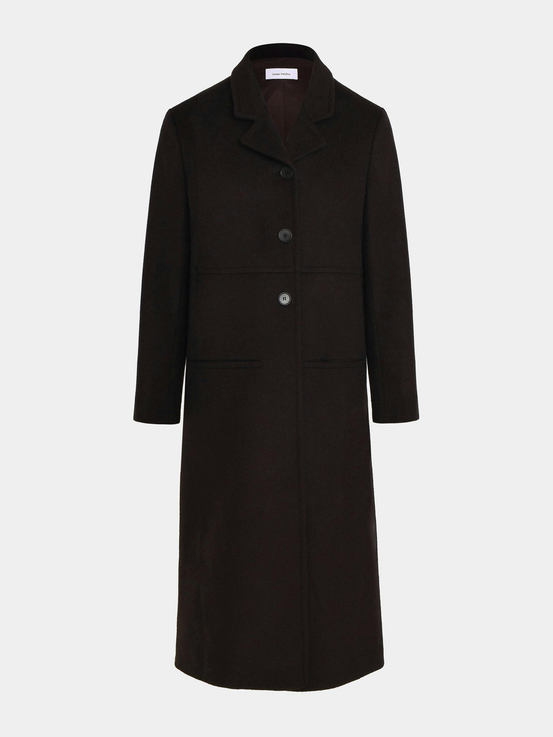 Dark brown wool cashmere Elm coat