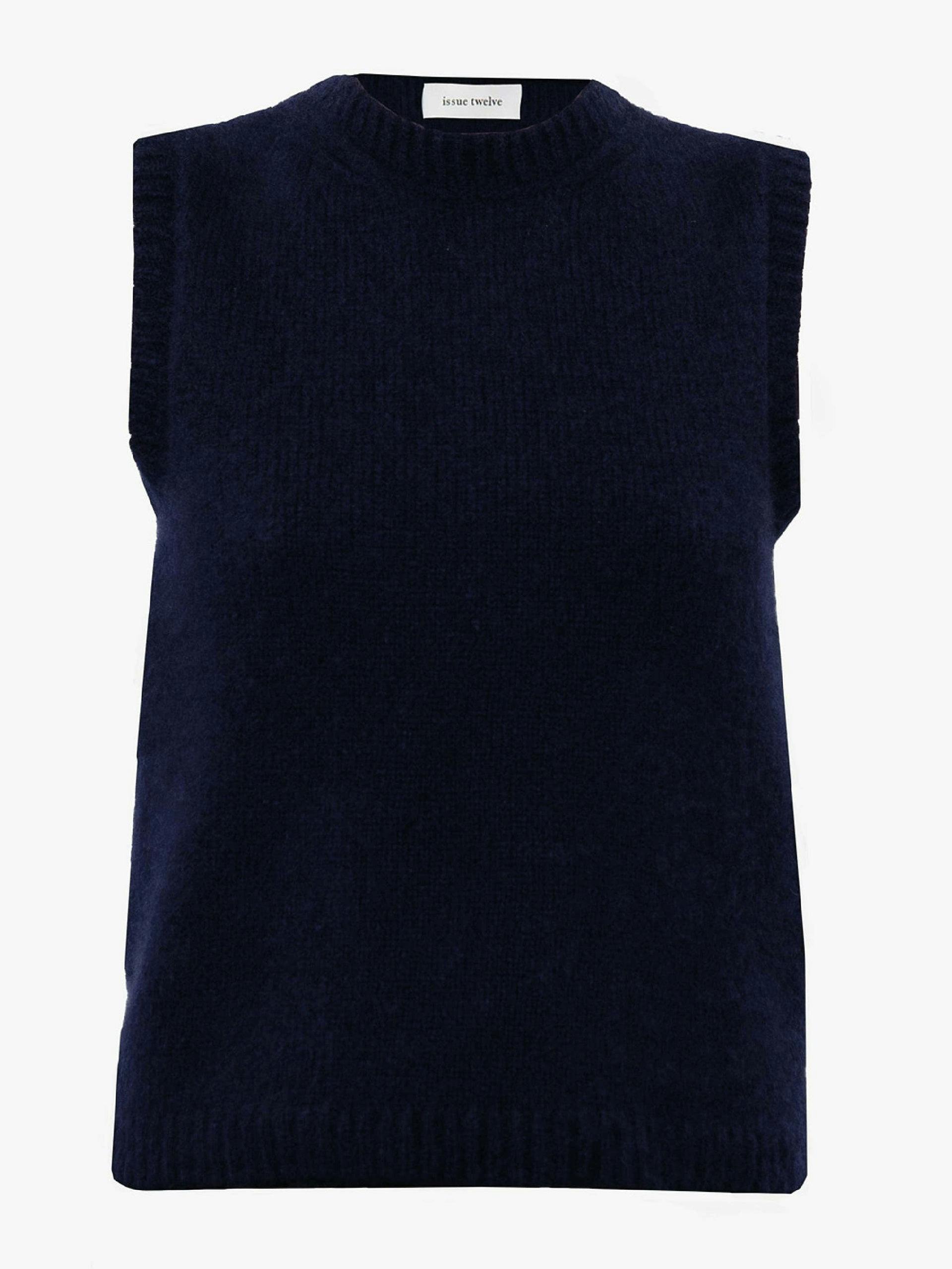 Mabel navy blue silk cashmere vest
