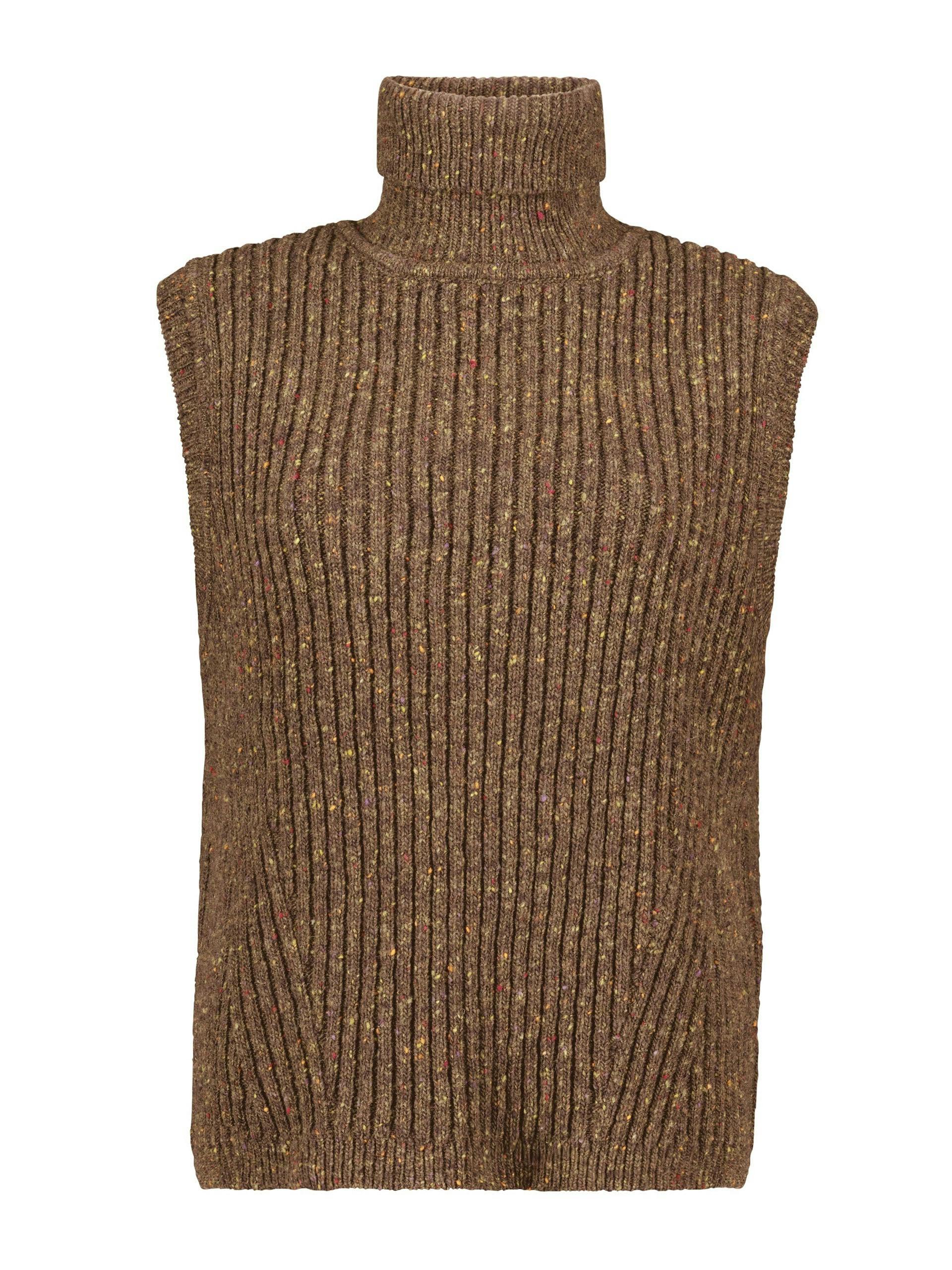 Joline brown merino wool knitted vest