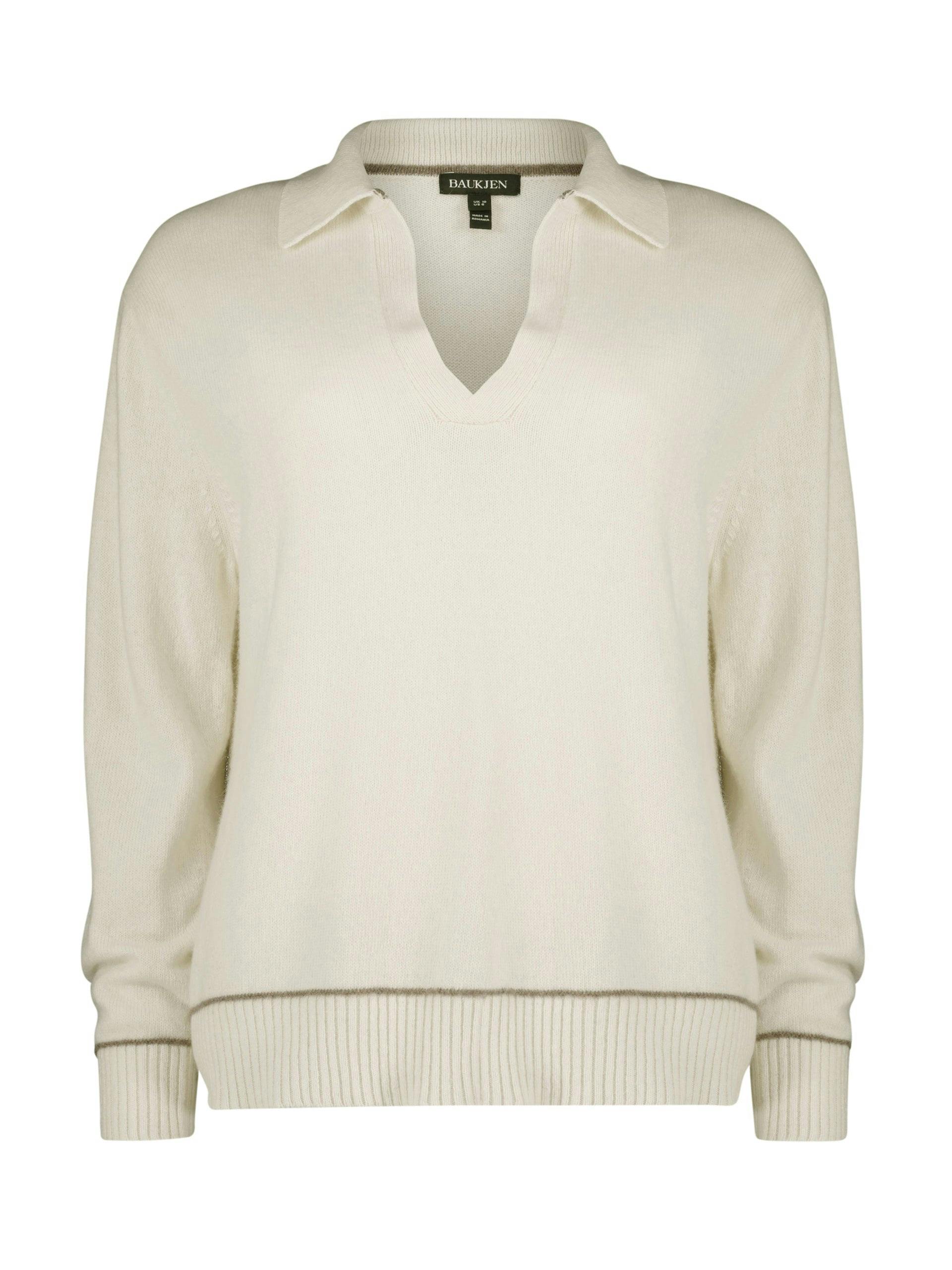 Radana white eco-cashmere v-neck knit