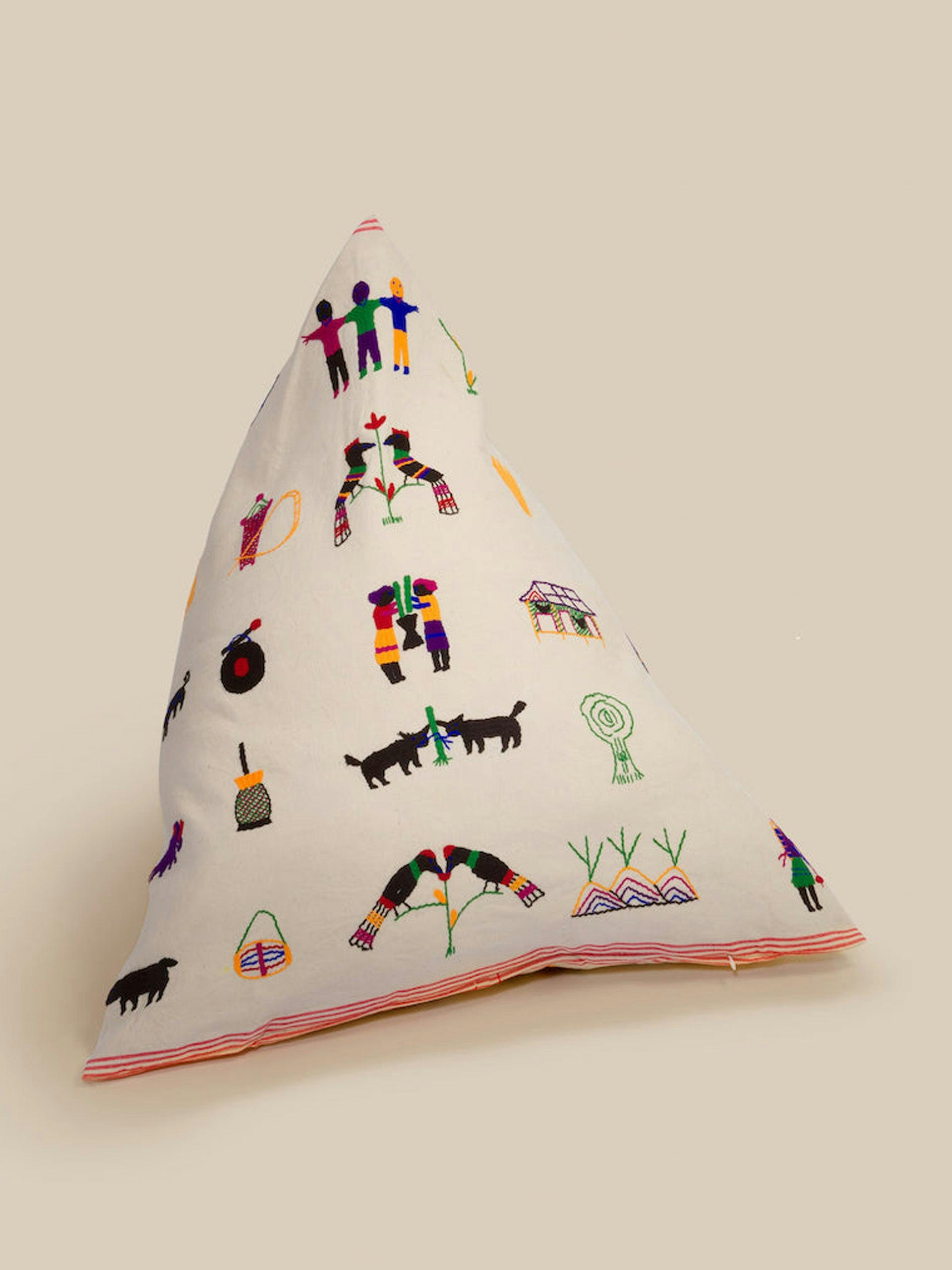 Naga children's handwoven cotton triangle bean bag