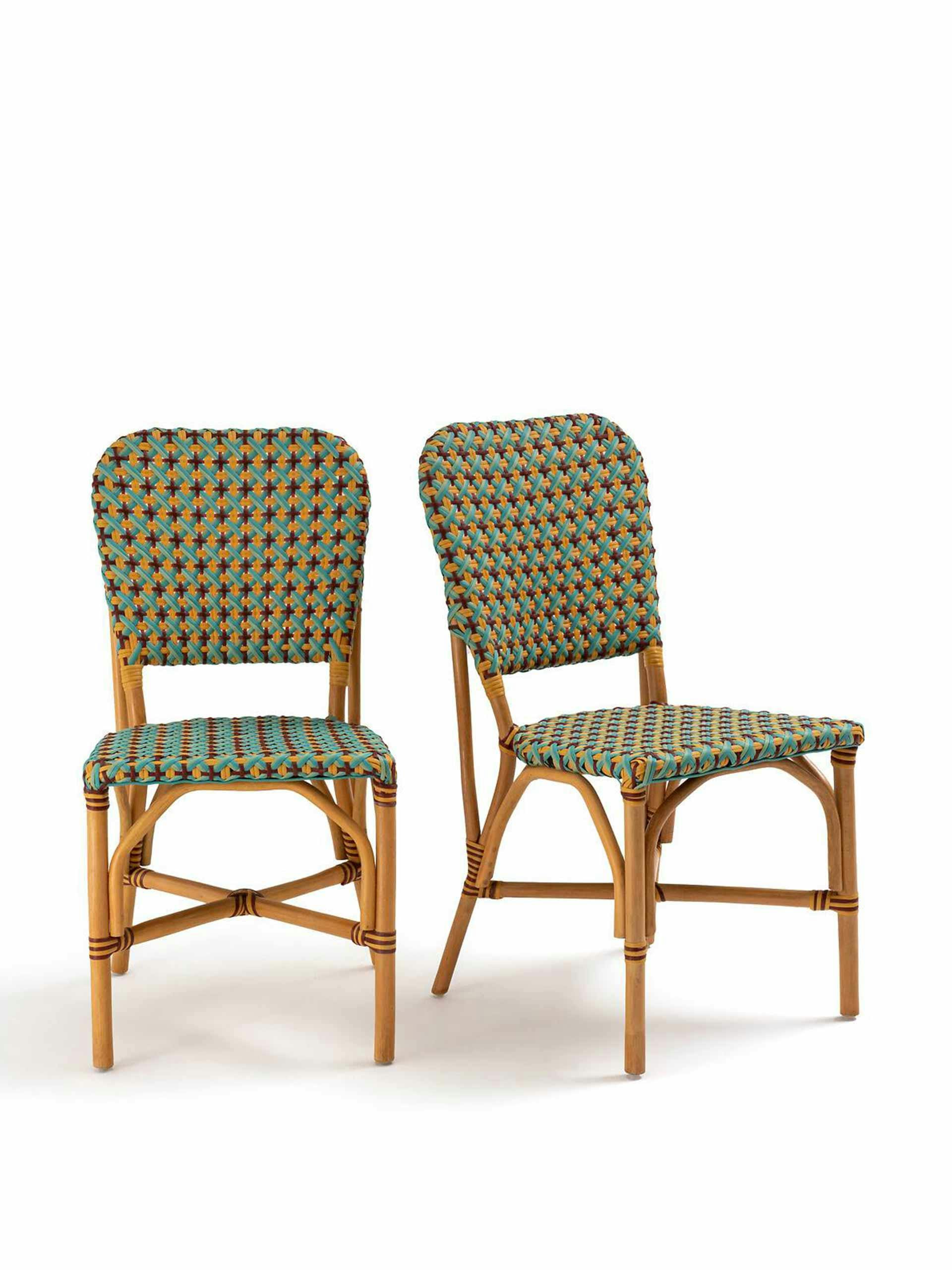 Rattan and braiding chairs (set of 2)