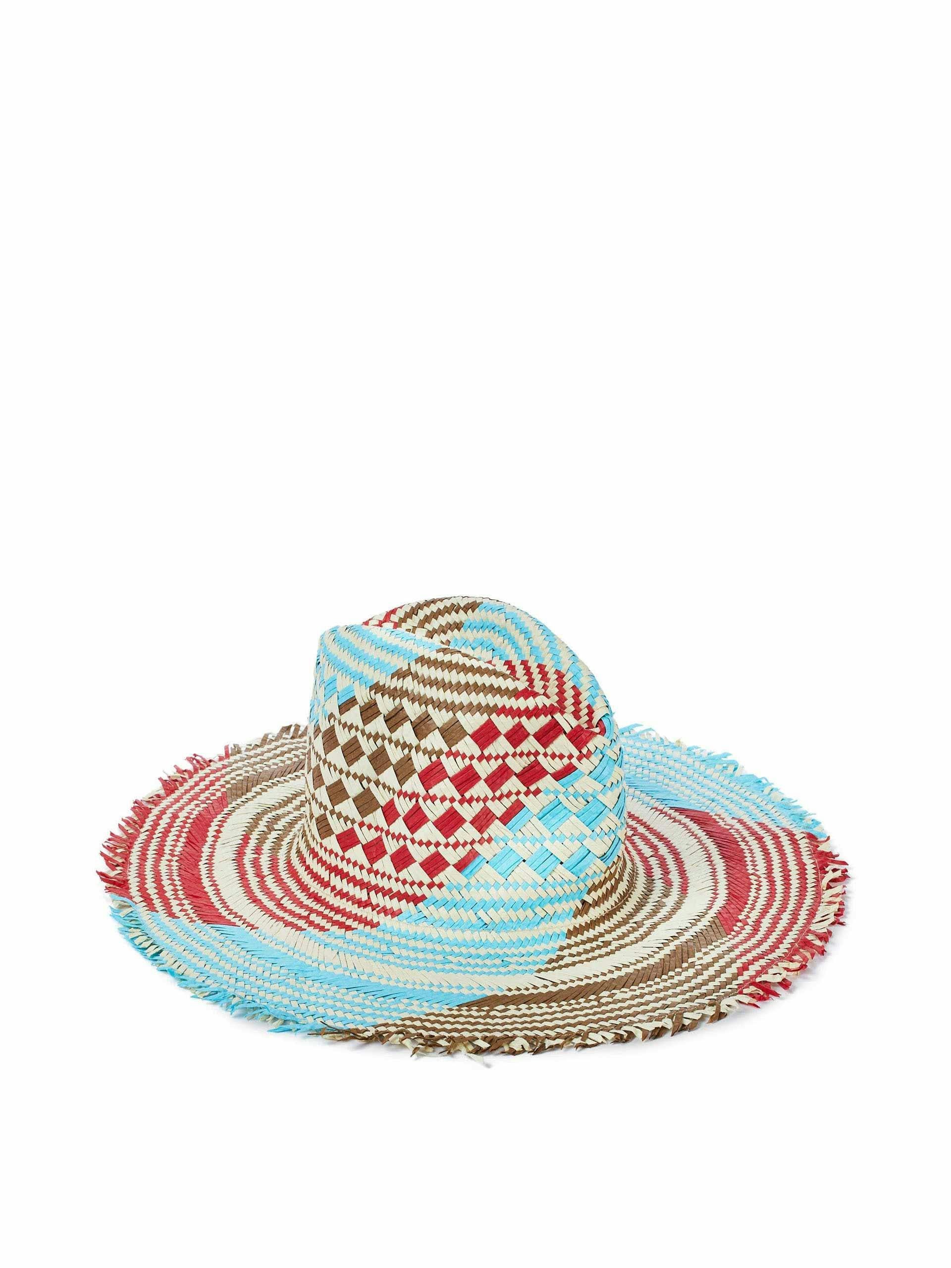Woven red, blue and brown Jane hat