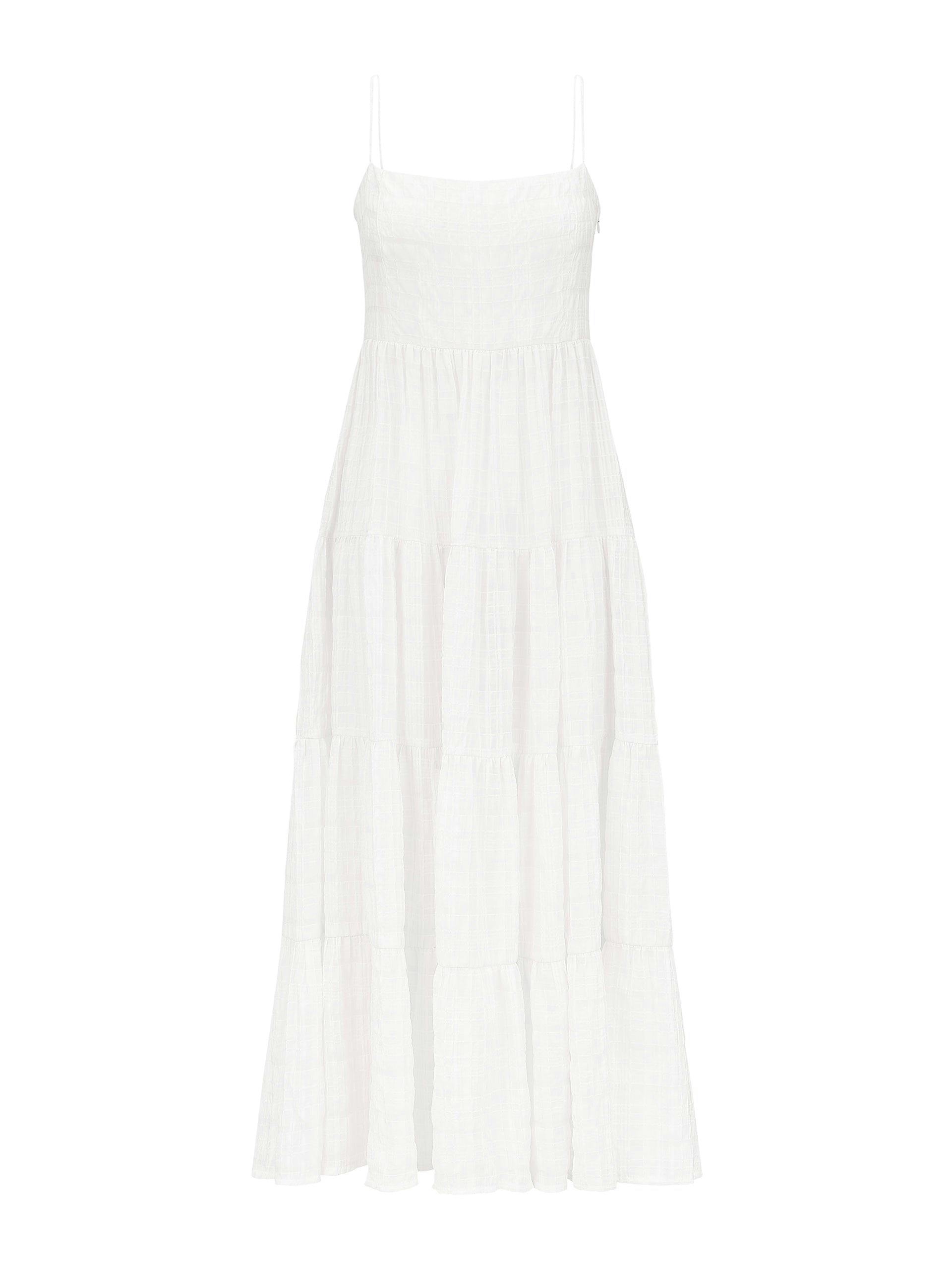 White textured check Marta dress