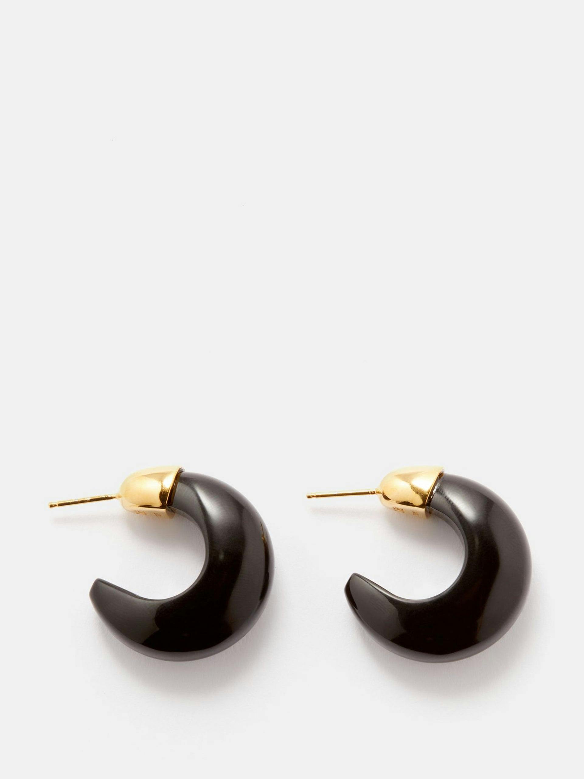 Donut onyx and 18kt gold-vermeil hoop earrings