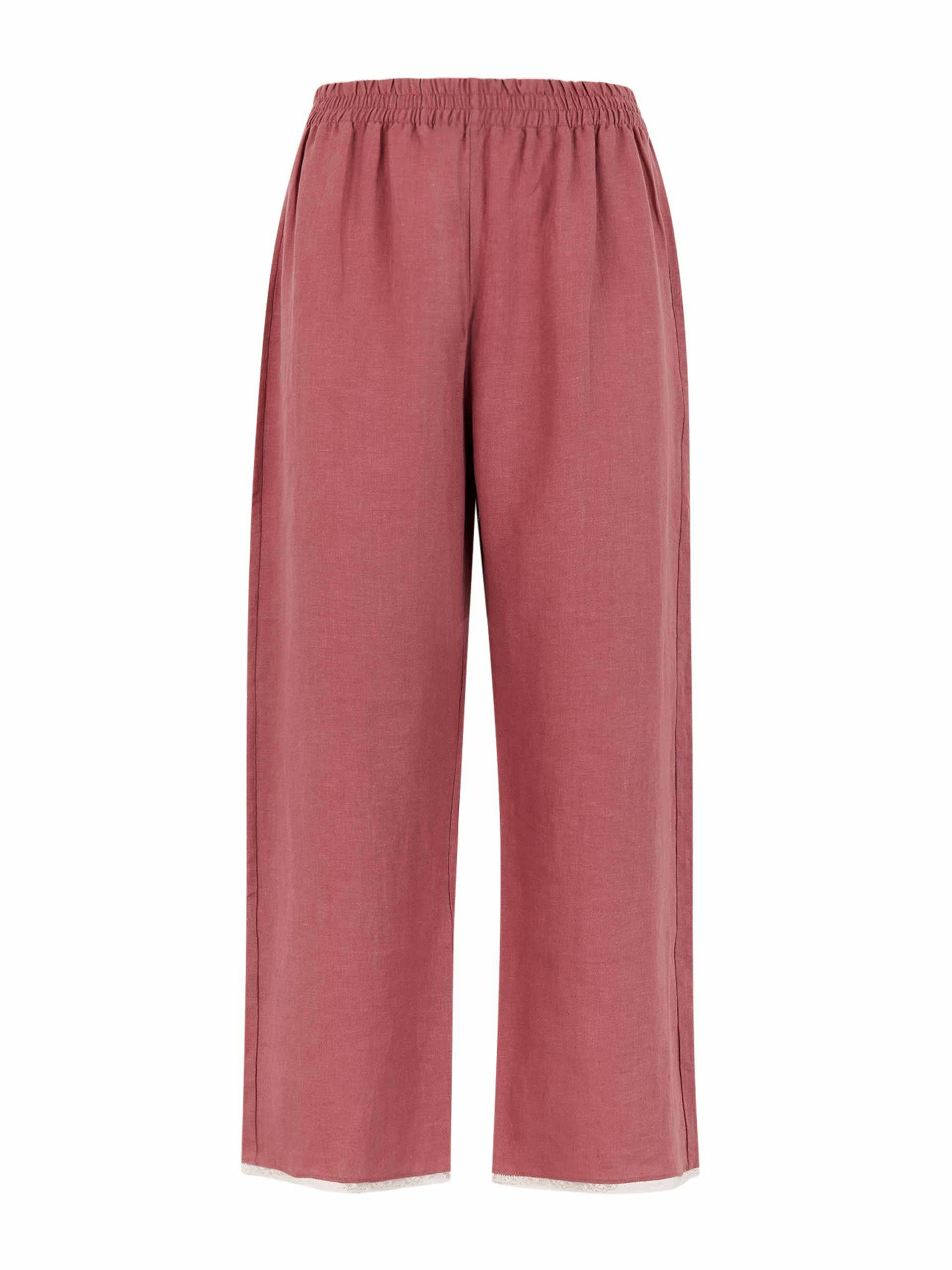 Pink cropped linen Giselle trousers