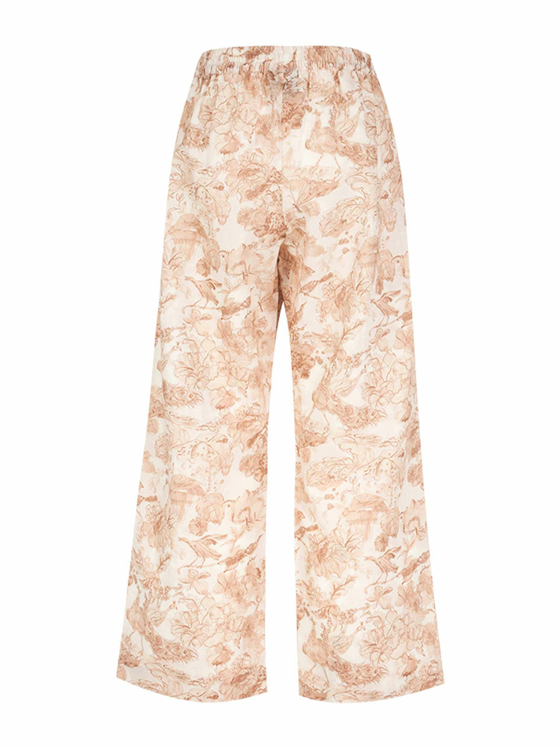 Pink and white cotton-linen zoe pyjama trousers