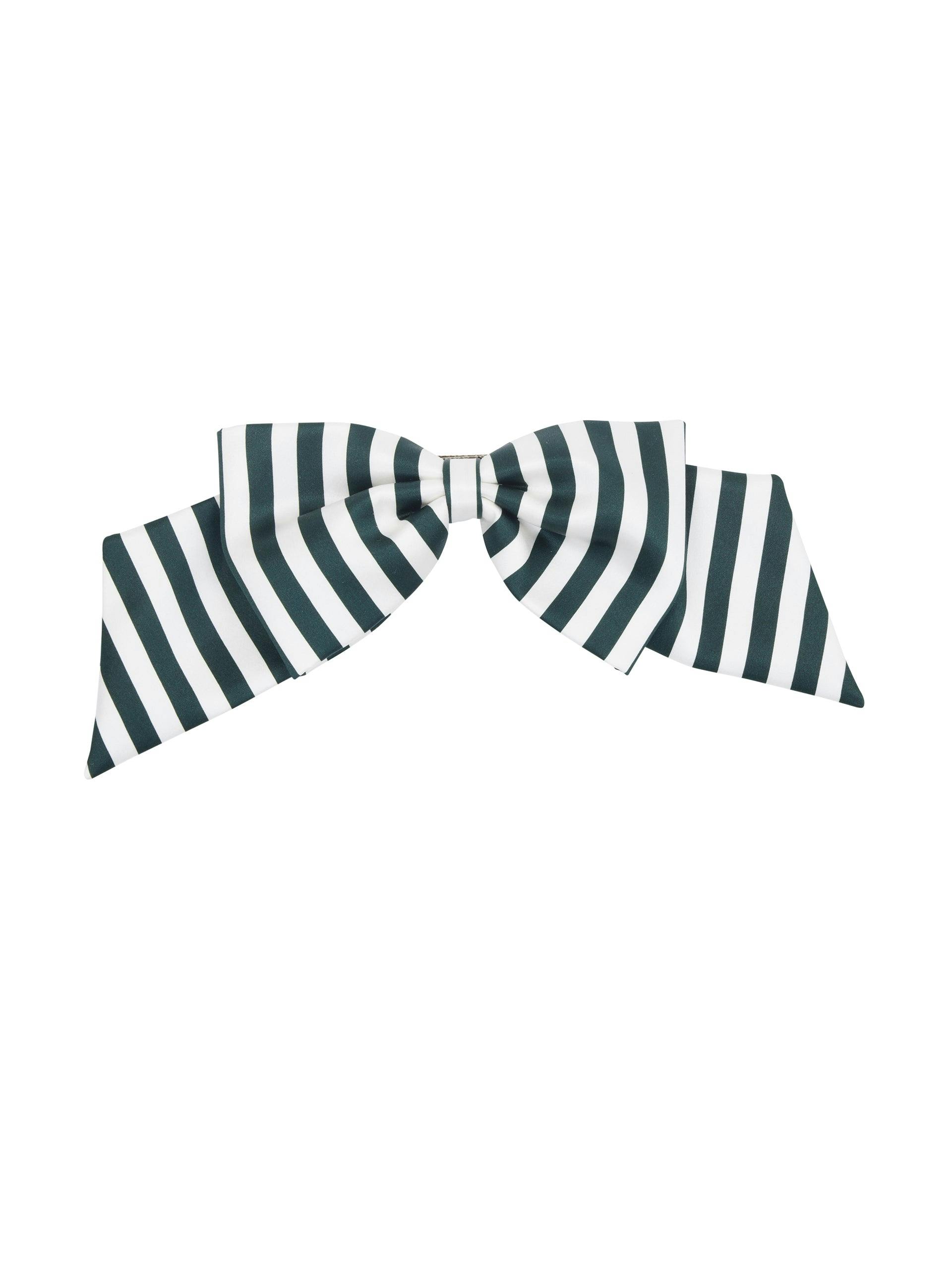 Green and ivory stripe Mayfair bow