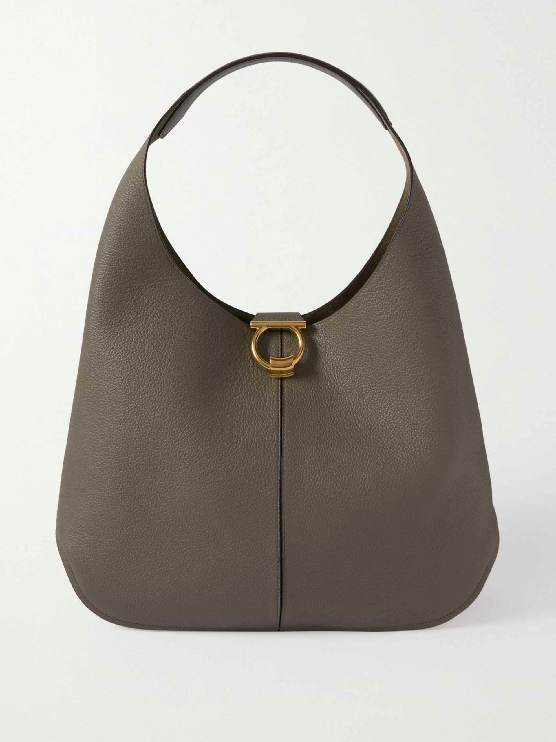 Textured-leather shoulder bag