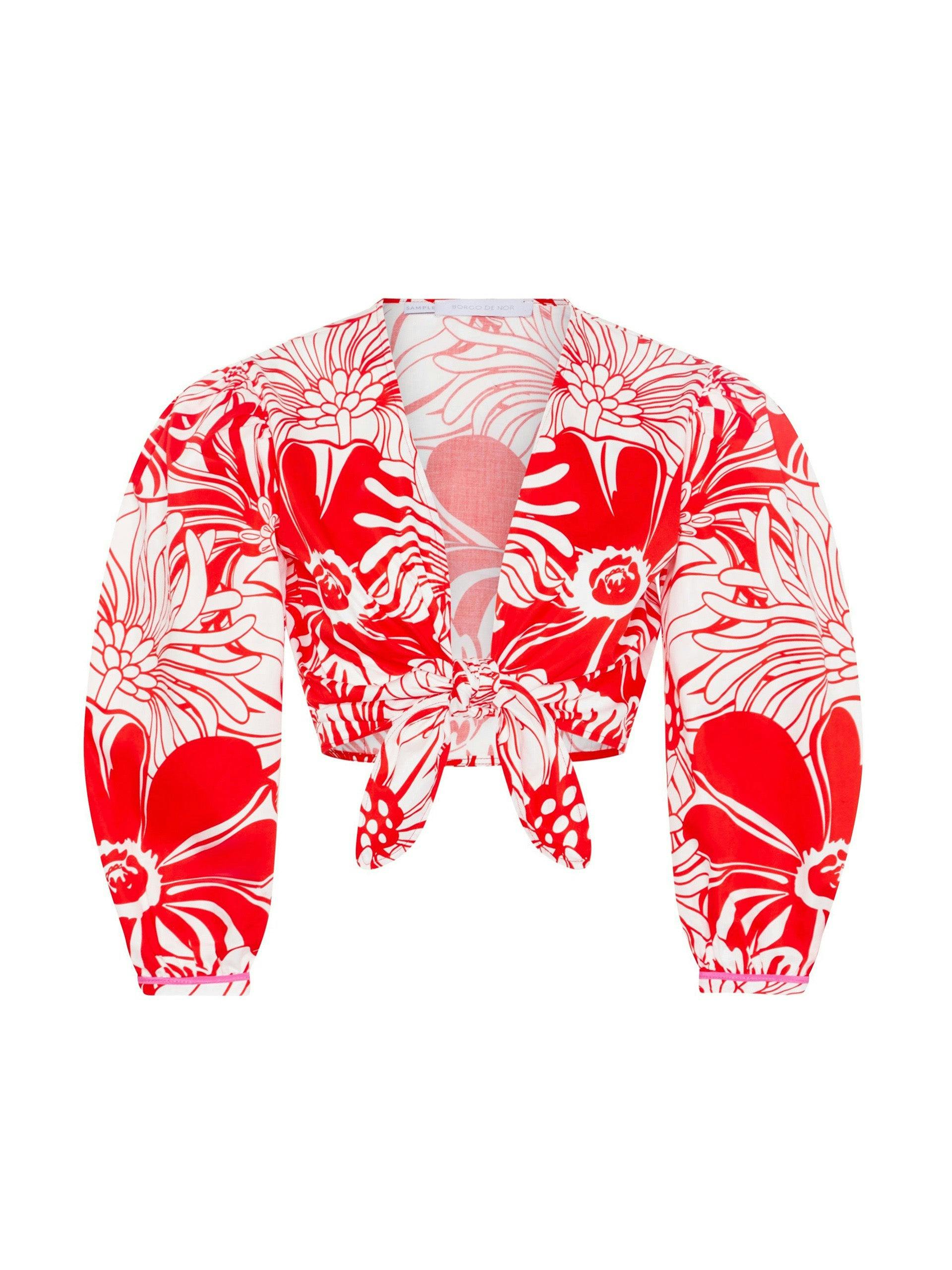 Manuel cotton top in Calypso red floral print