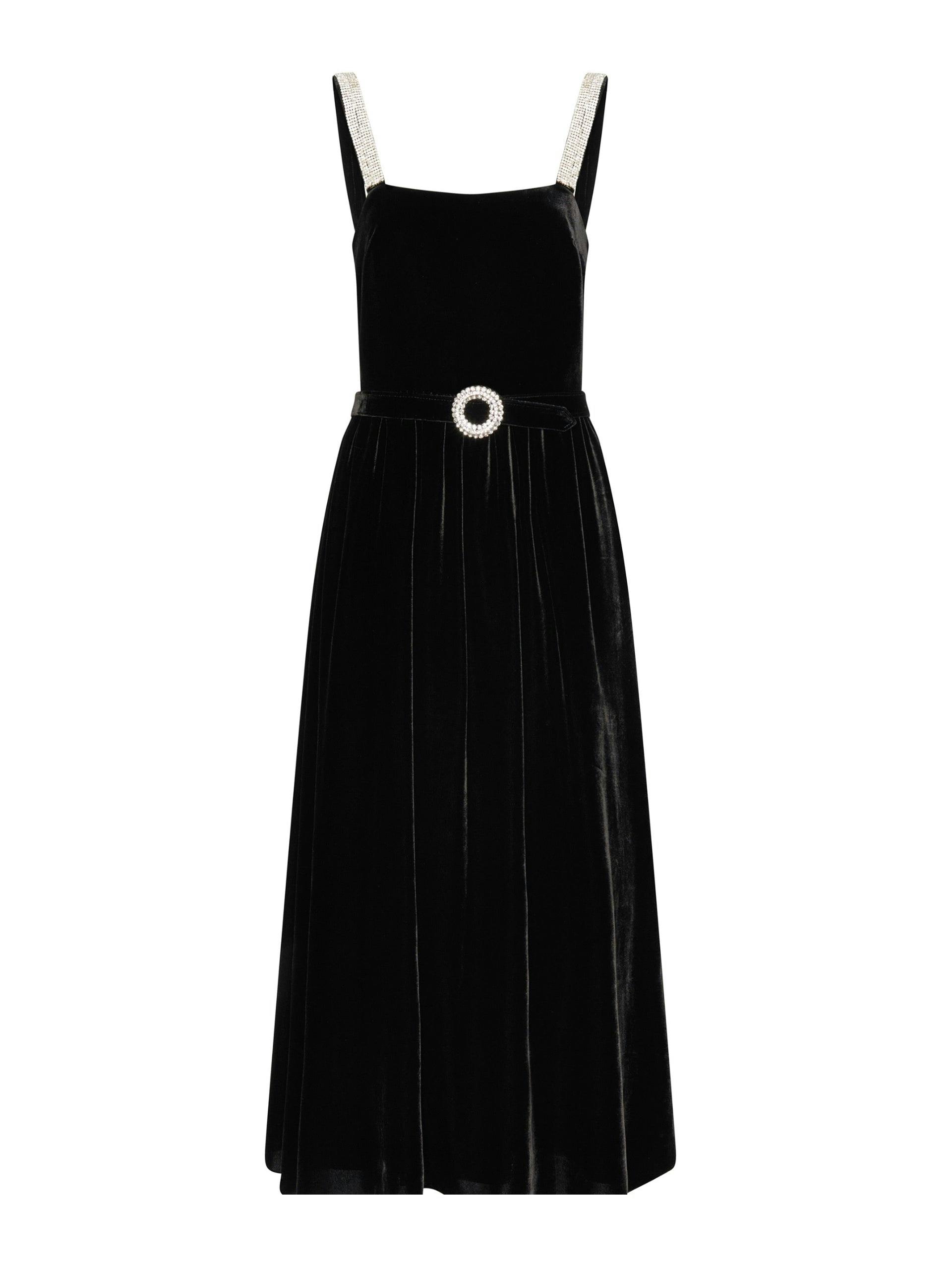 Ninet black velvet midi dress