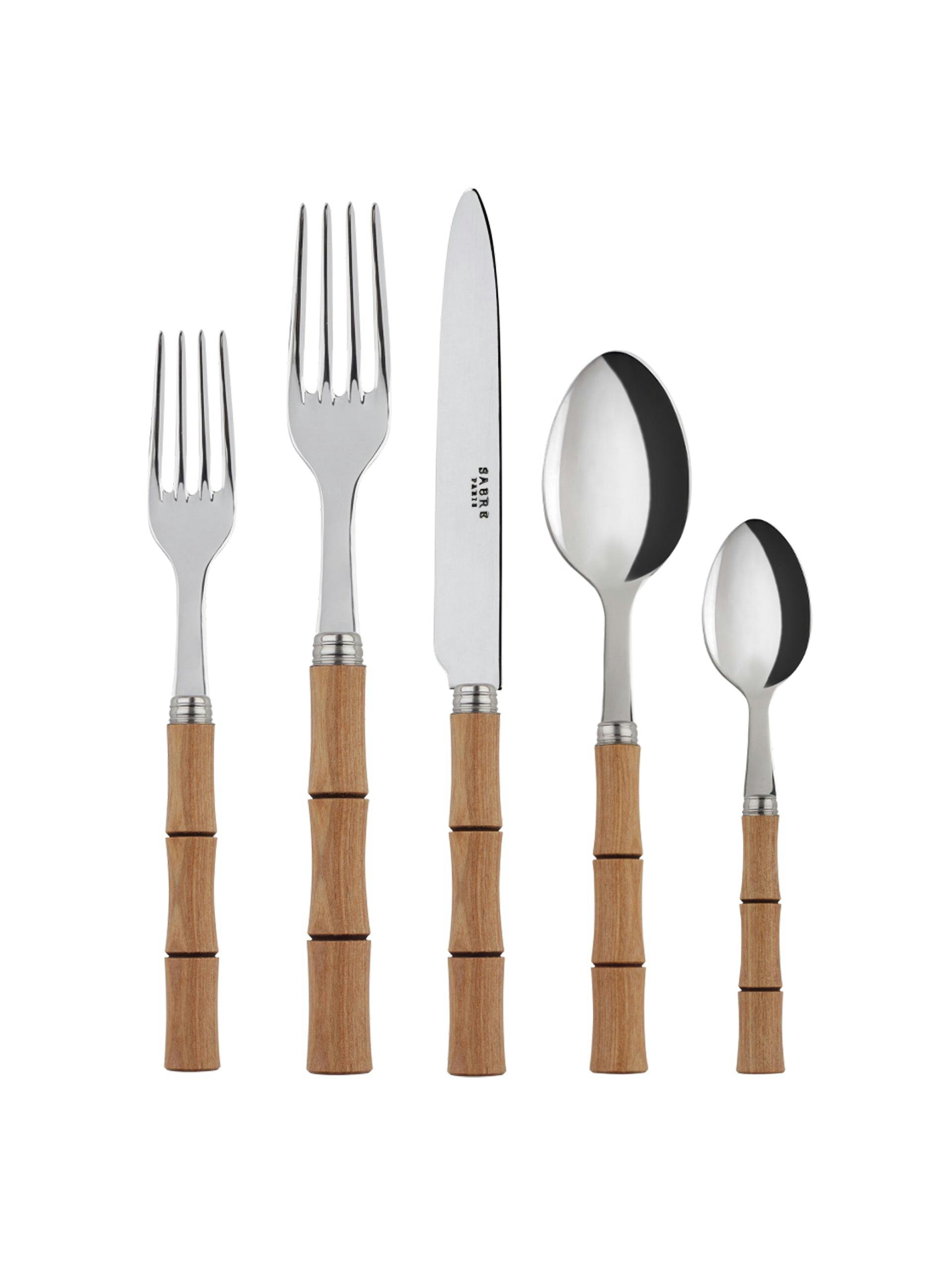 Natural wood cutlery five piece set