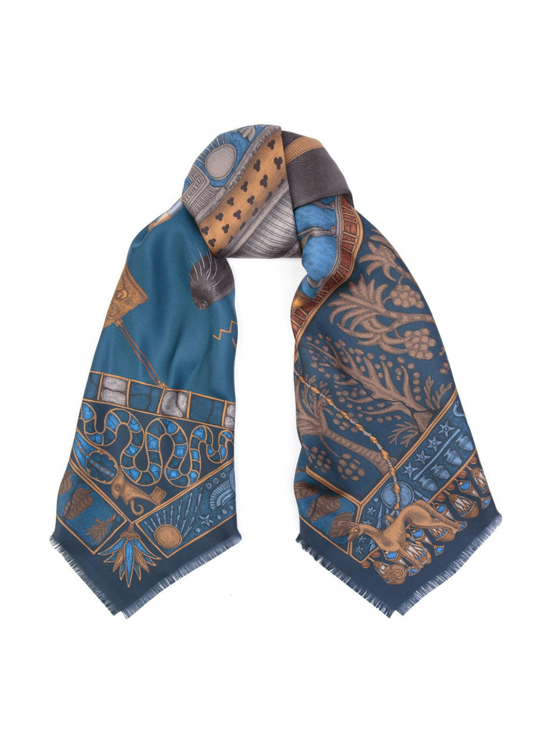 Ode to Anubis silk twill 135cm shawl