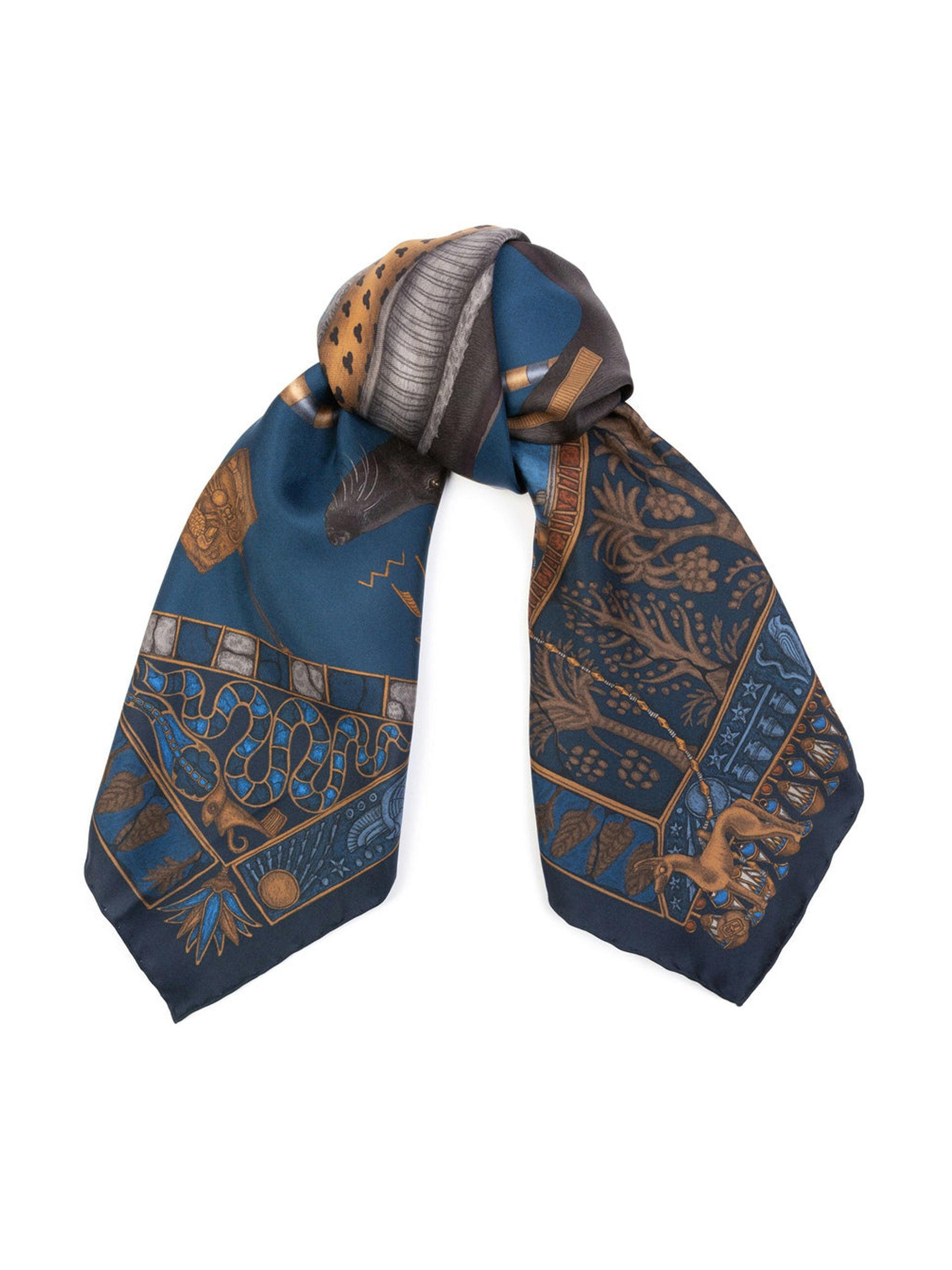 Ode to Anubis silk twill 90cm scarf