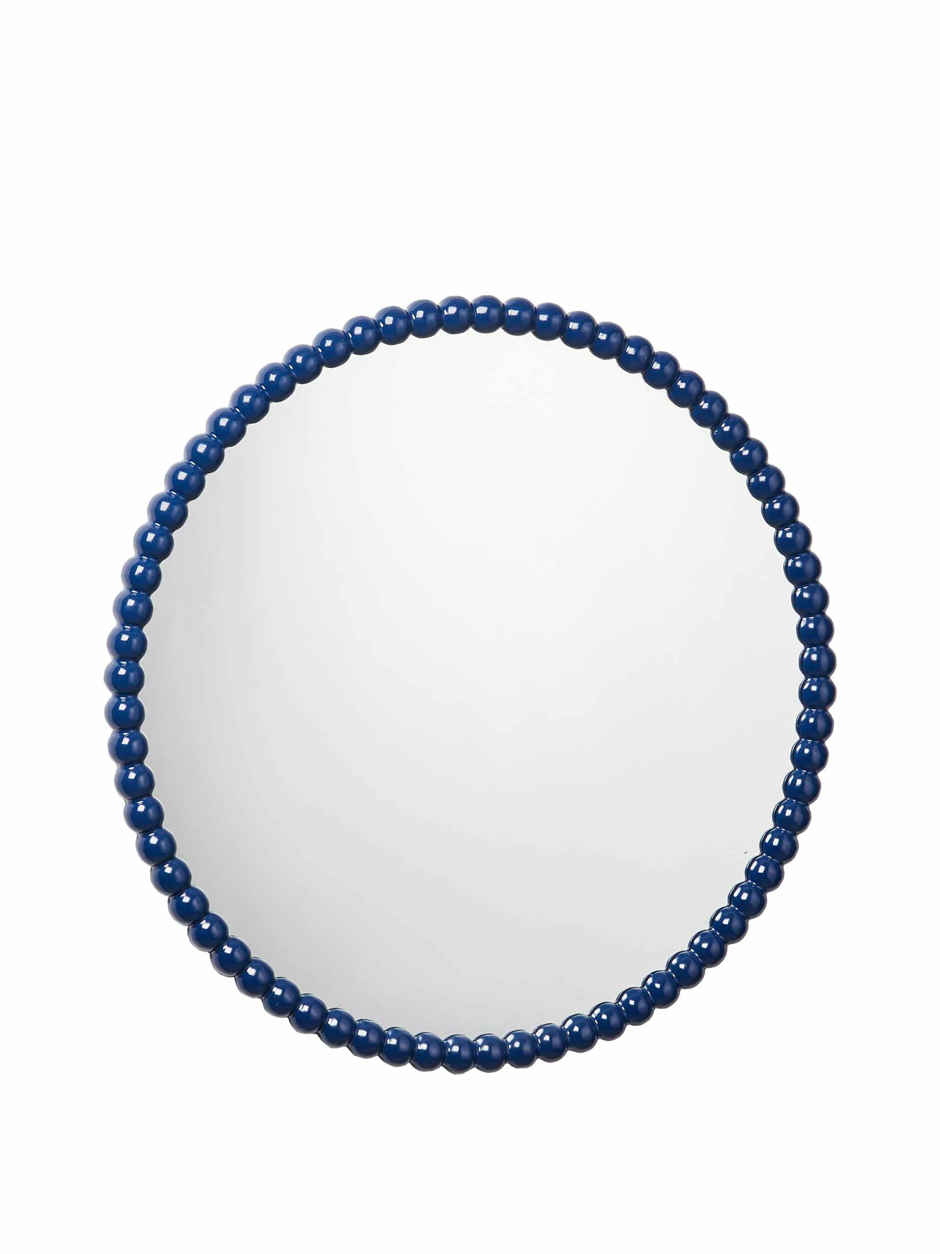 Blue wooden bobble round mirror