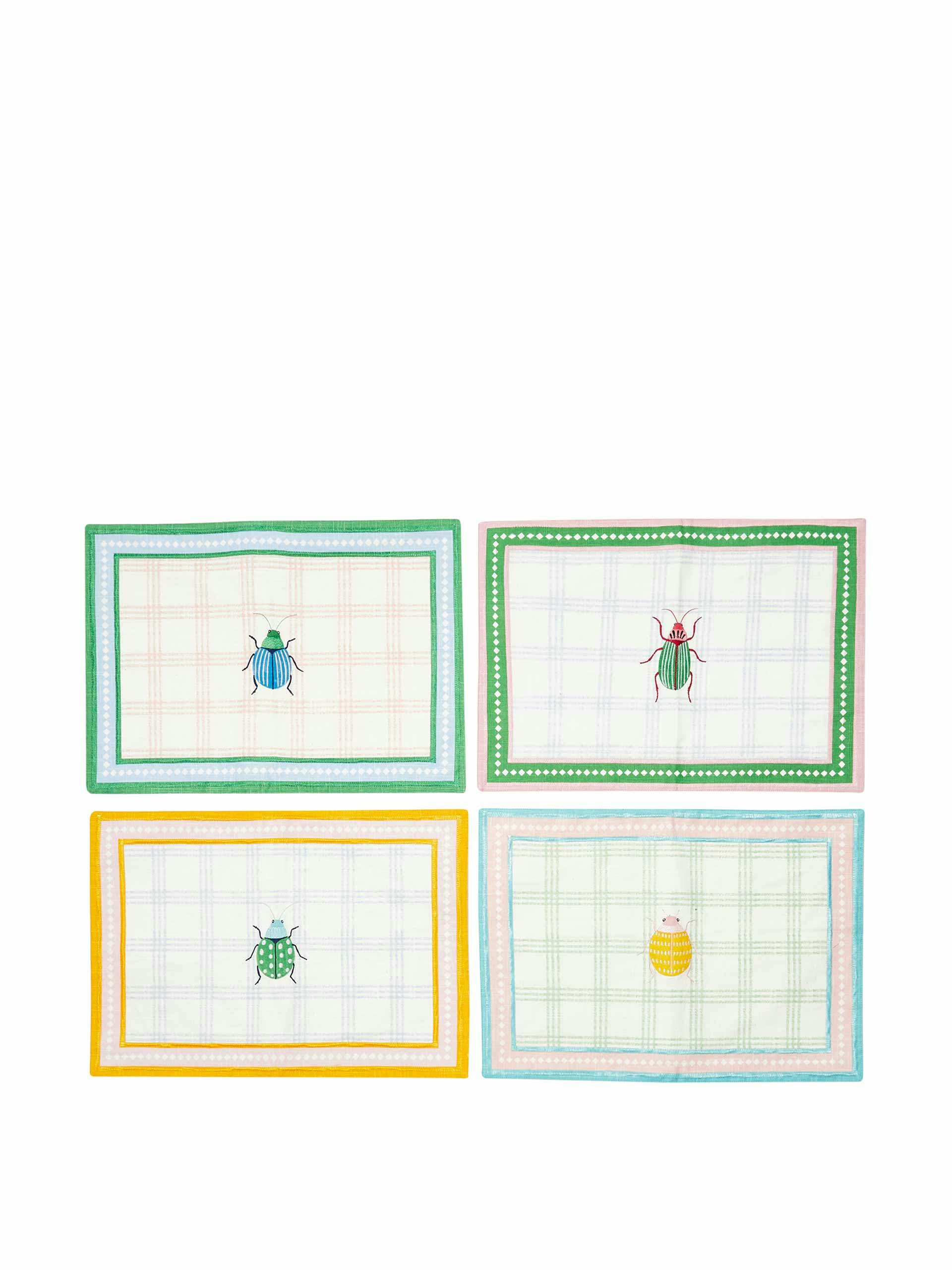 Embroidered bug placemats (set of 4)