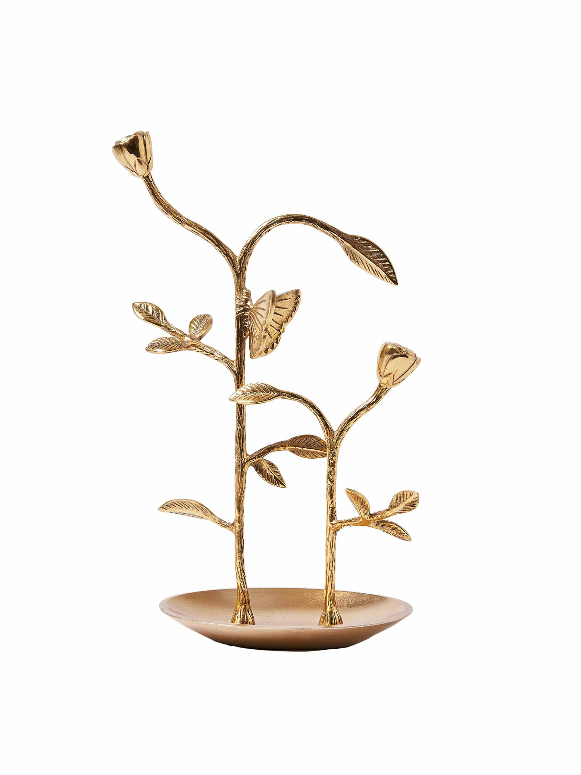 Floral gold jewellery stand