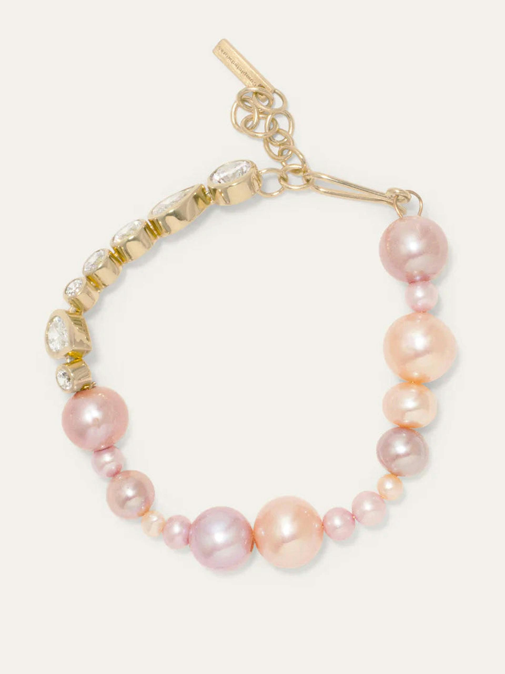 "Float" pink pearl and zirconia gold vermeil bracelet