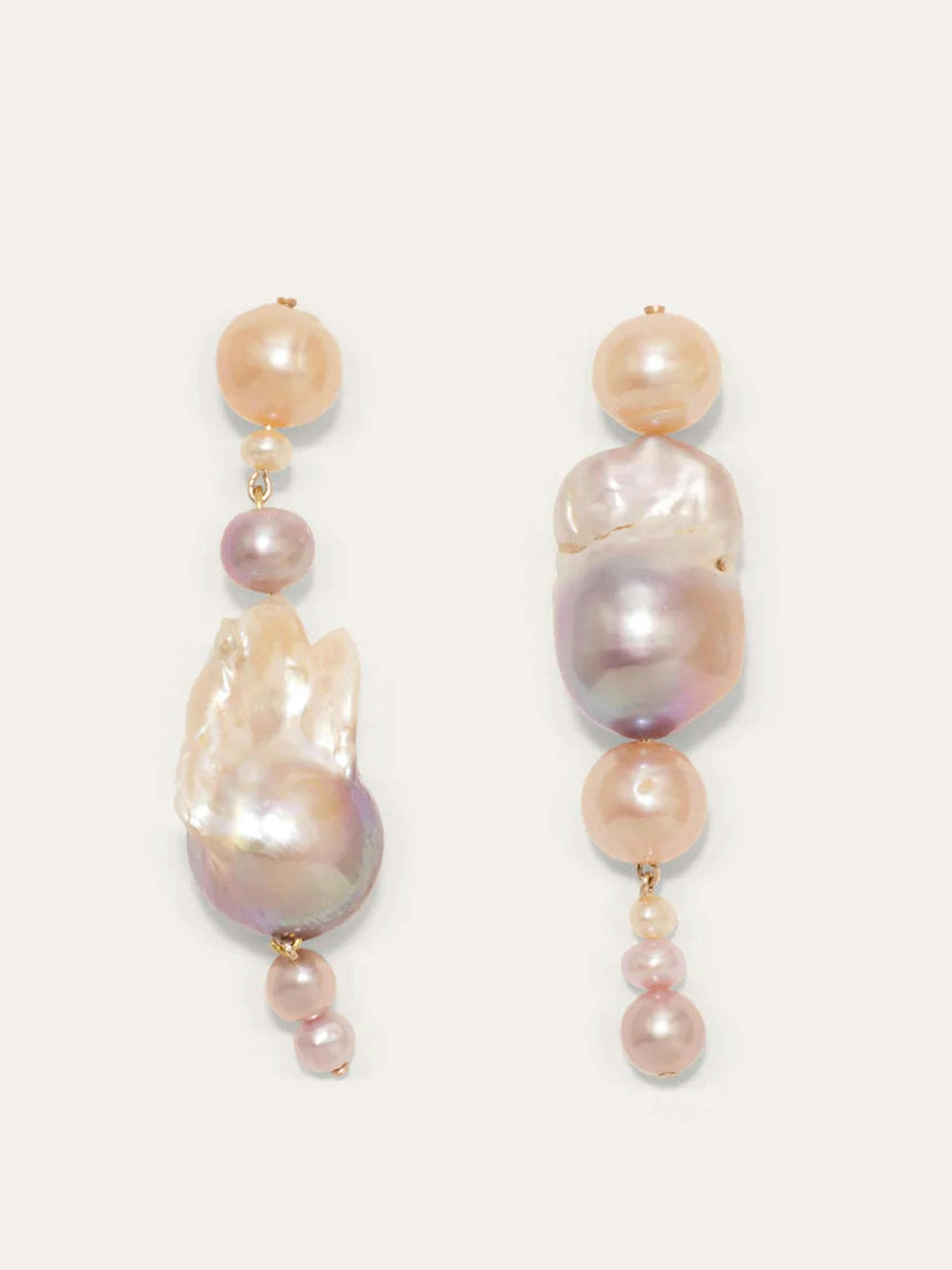 "Float" pink pearl and gold vermeil earrings