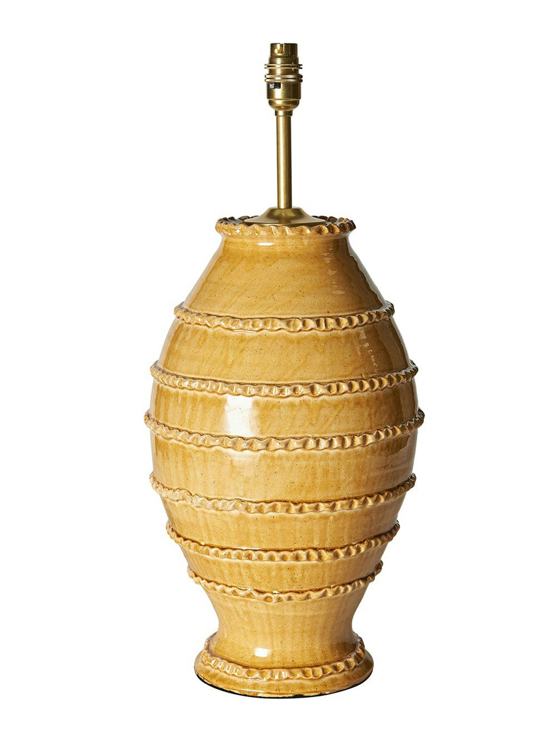Mustard wiggle-ribbed ceramic lamp base