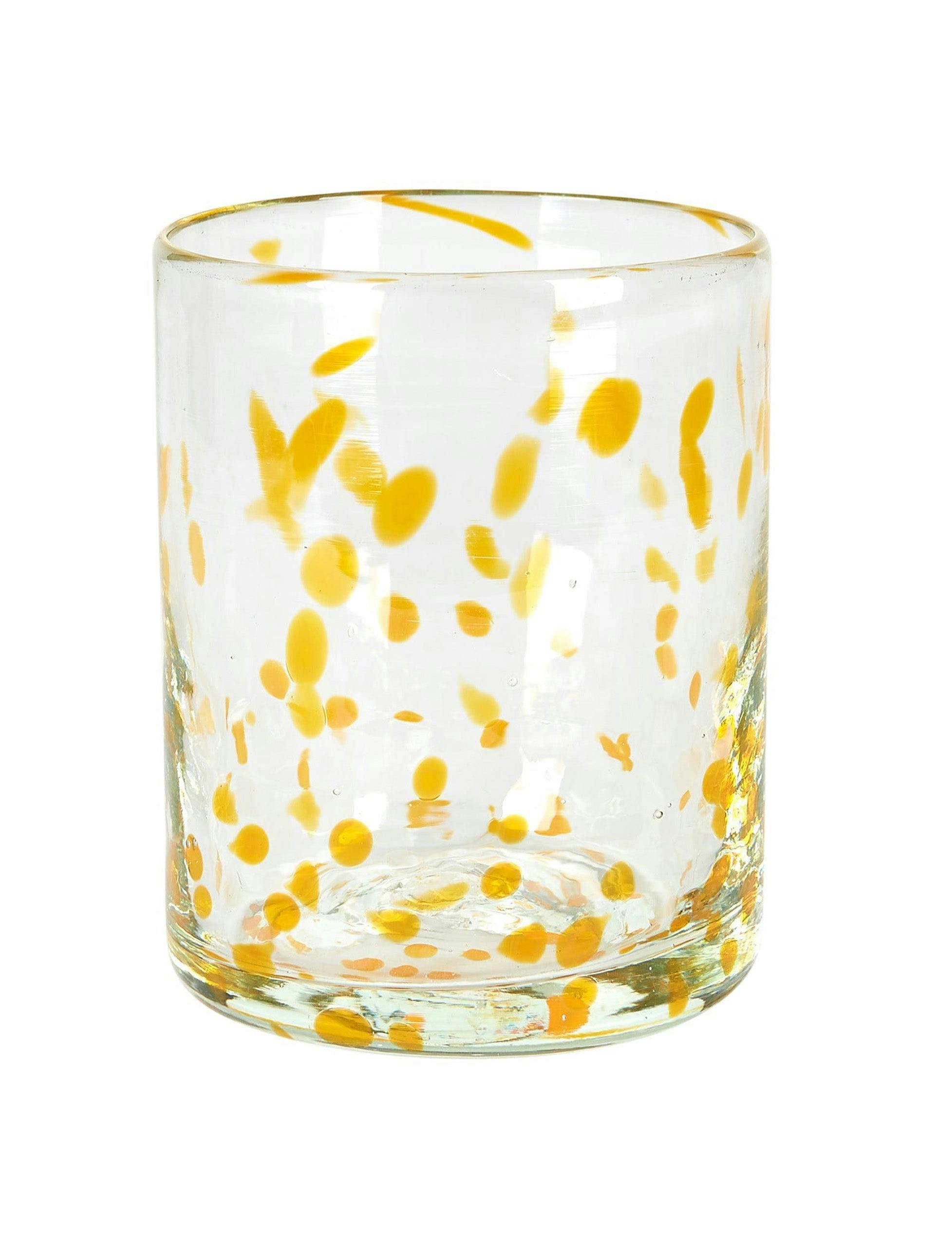 Honey yellow confetti Murano glass tumbler