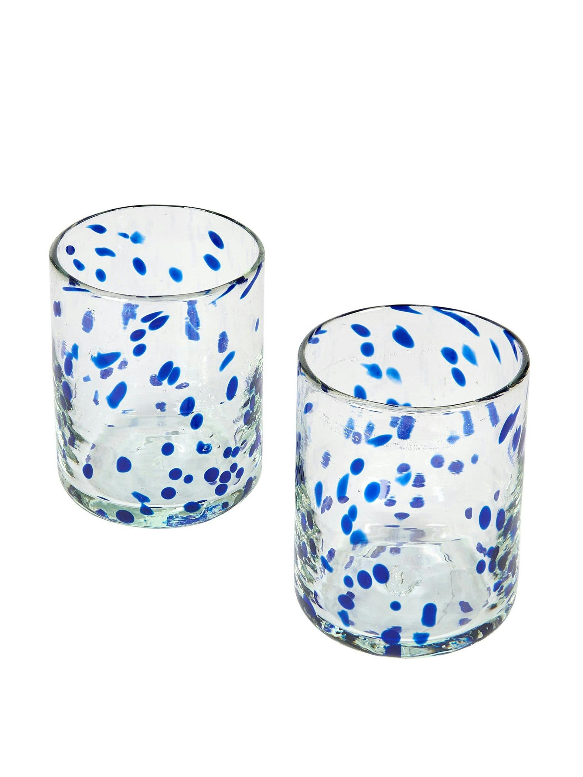 Blue confetti Murano glass tumbler