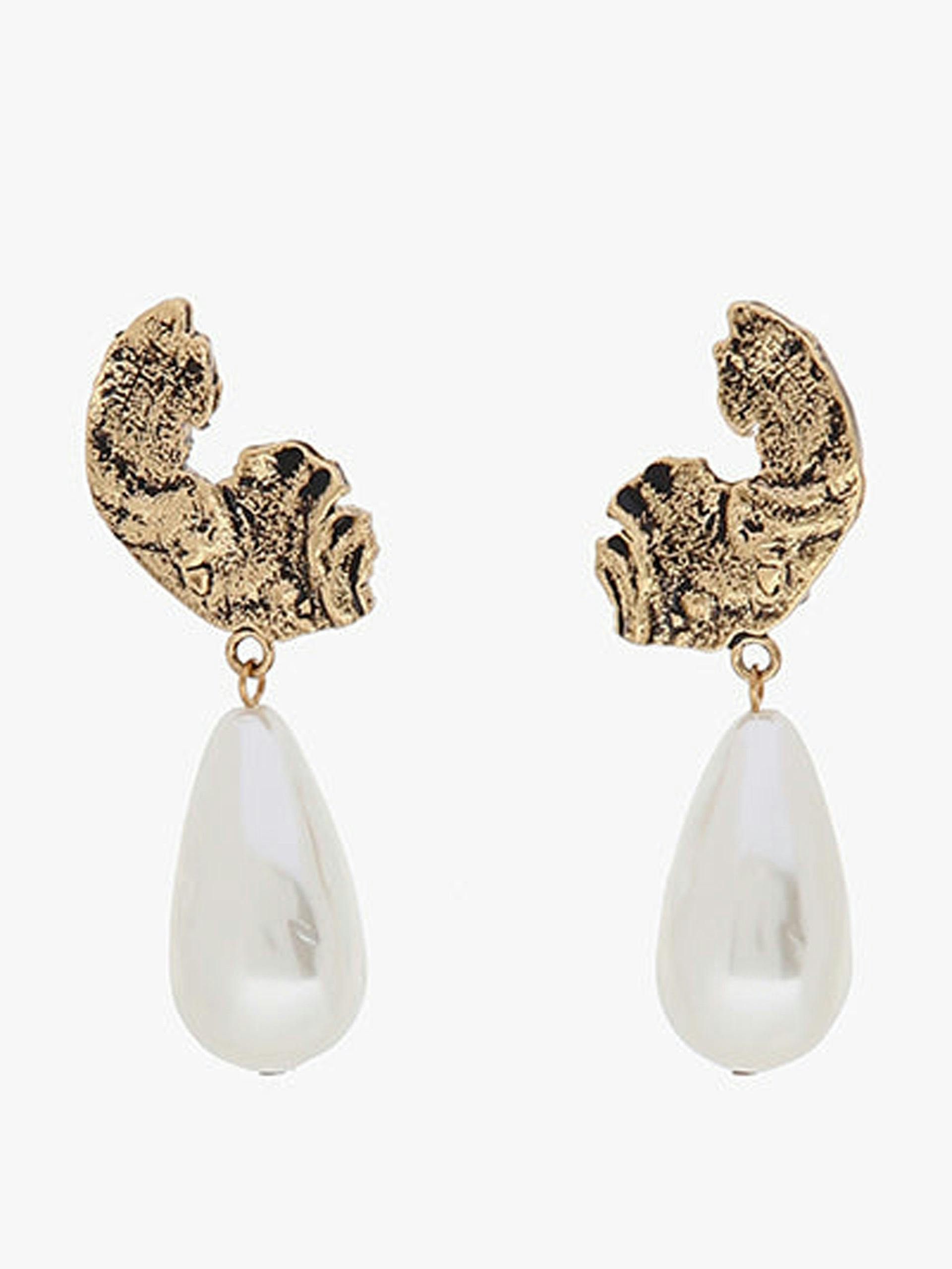 Antique pearl drop gold clip-on earrings