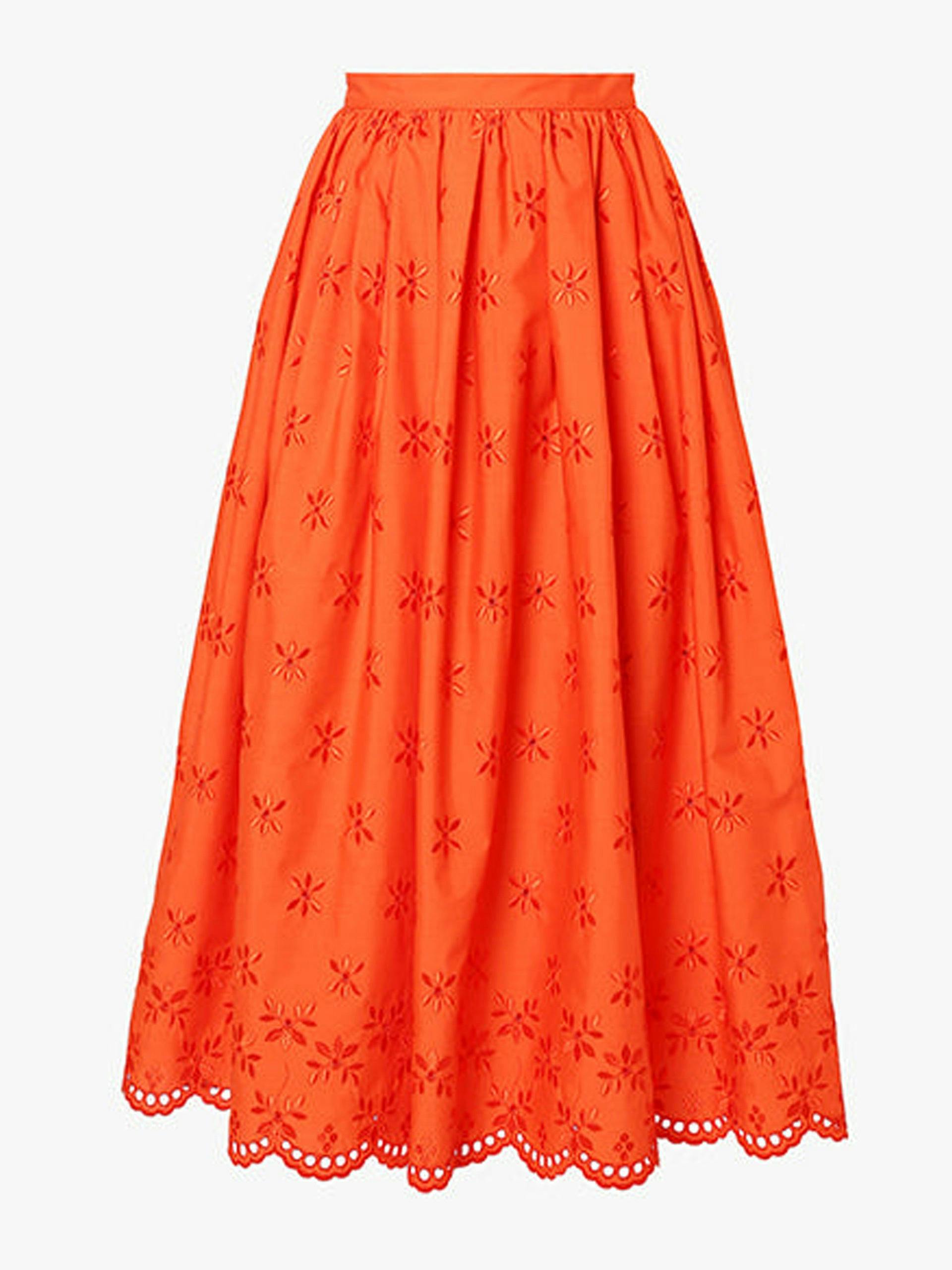 Fiona orange broderie poplin skirt