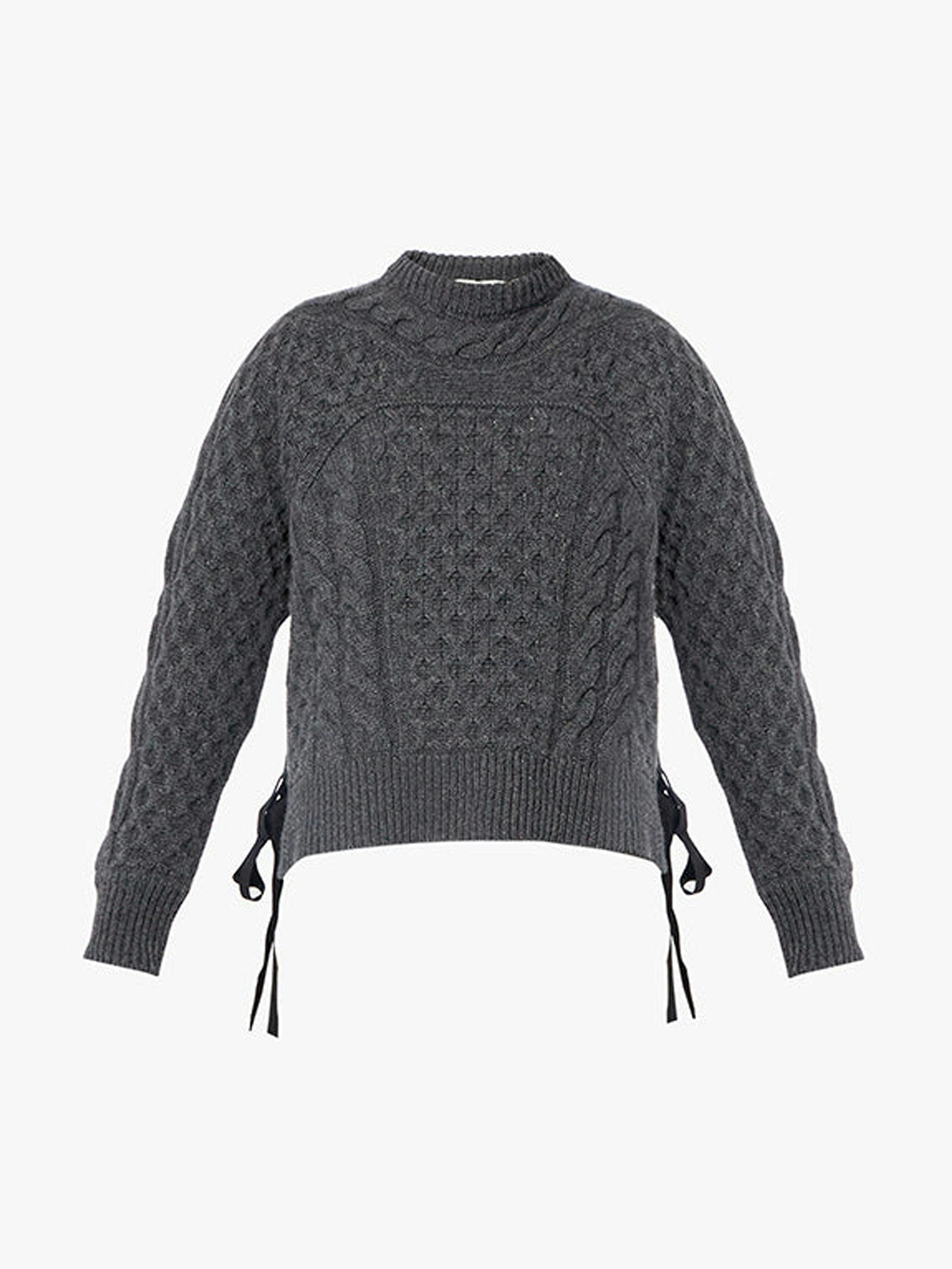Ines grey cable-knit cashmerino jumper