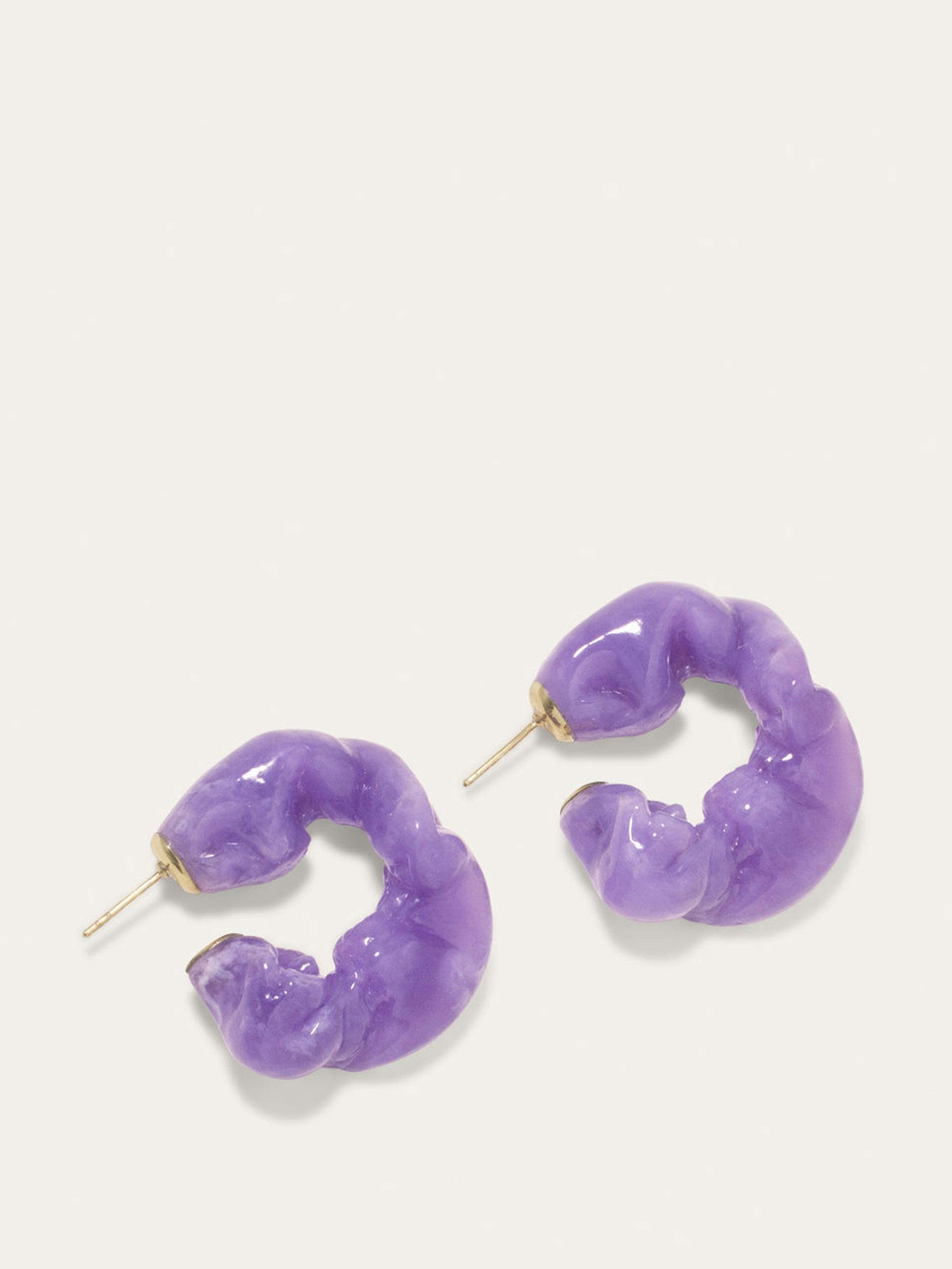 "Ruffle" lilac resin and gold vermeil earrings