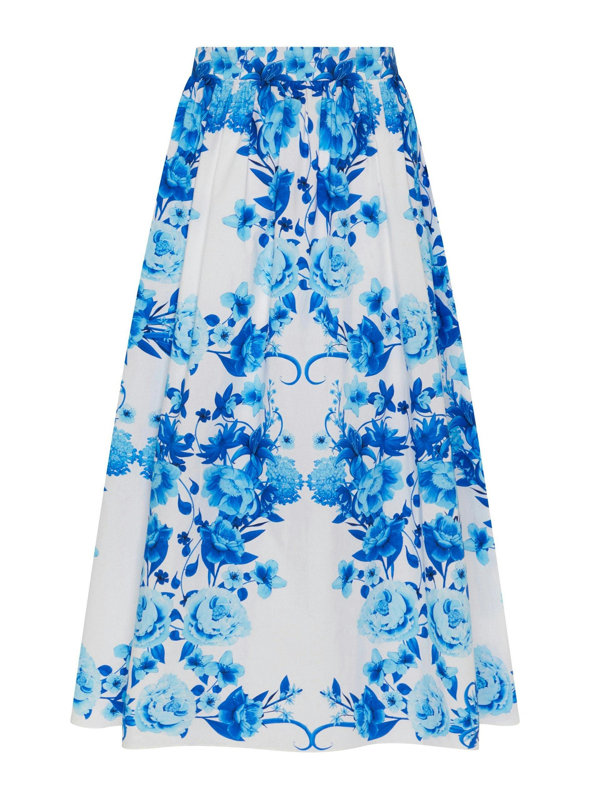 Rhea midi skirt in Antheia blue floral print