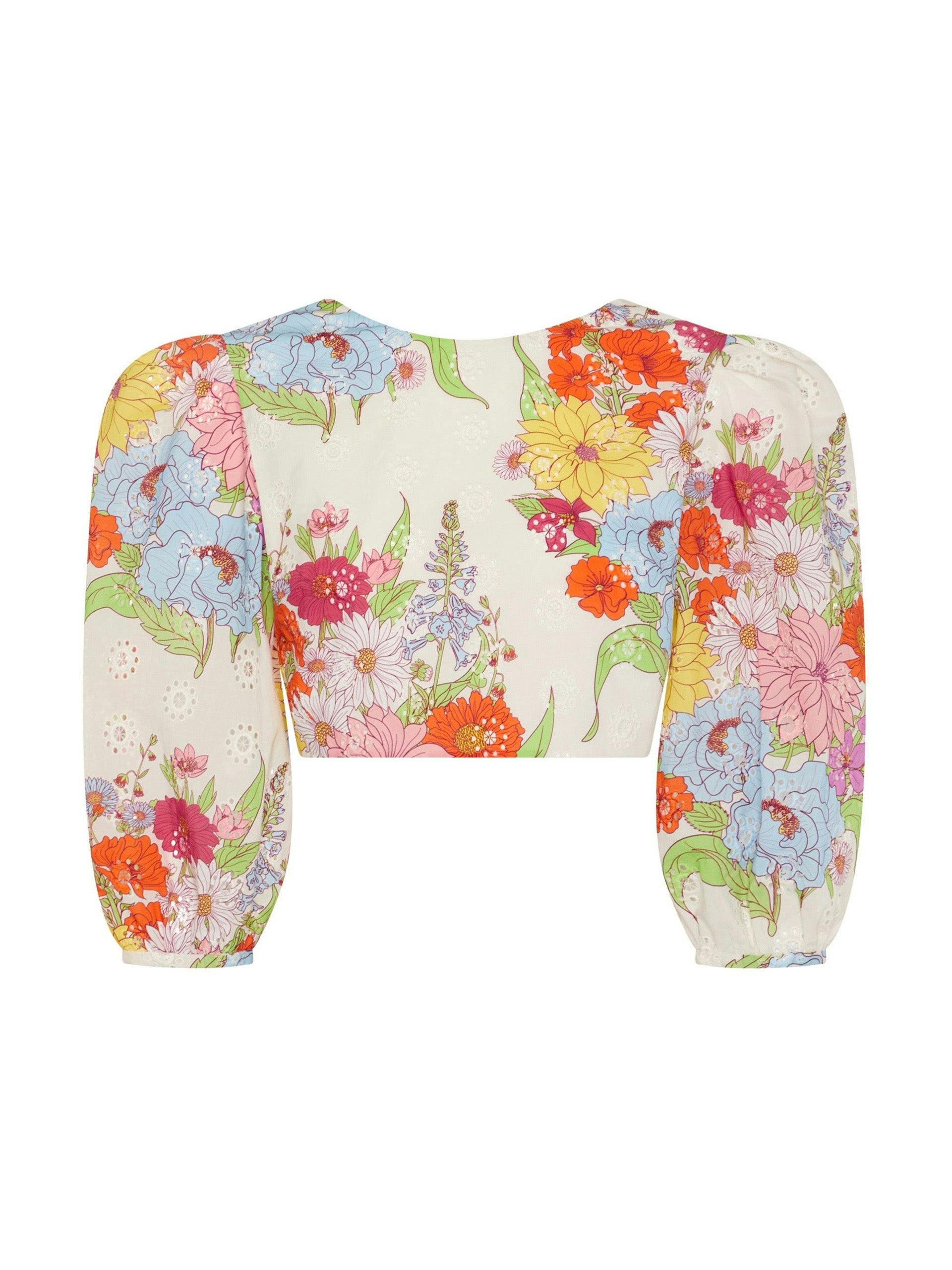 Rhea broderie anglaise crop top in Calliope floral print