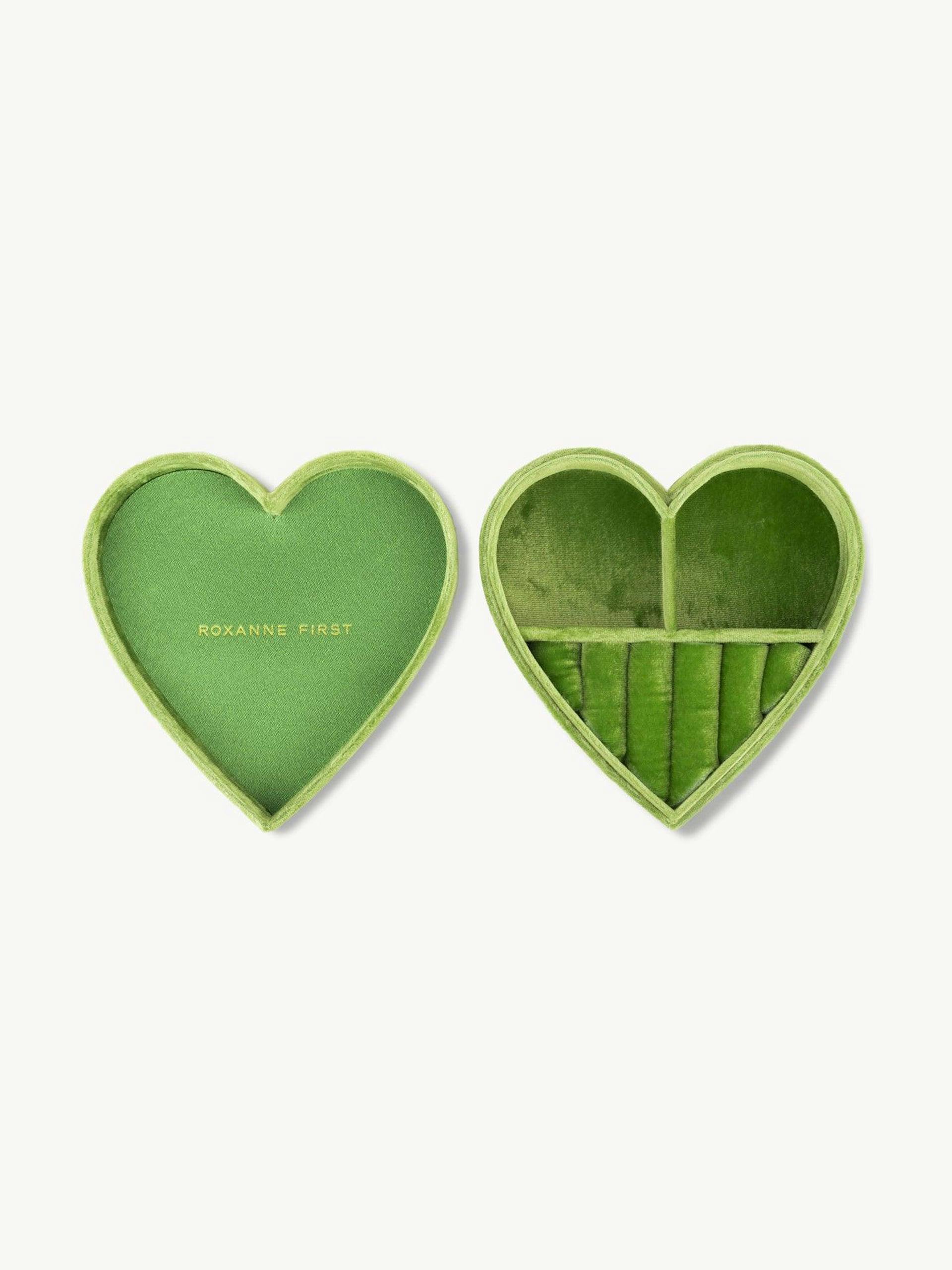 Lime green heart-shaped jewellery box